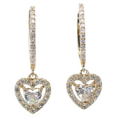 Beautiful 18k Yellow Gold Earrings with 0.83 Ct Natural Diamonds, GIA Cert