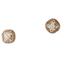 Beautiful 18k Yellow Gold Earrings with 0.96 Ct Natural Diamonds, GIA Cert