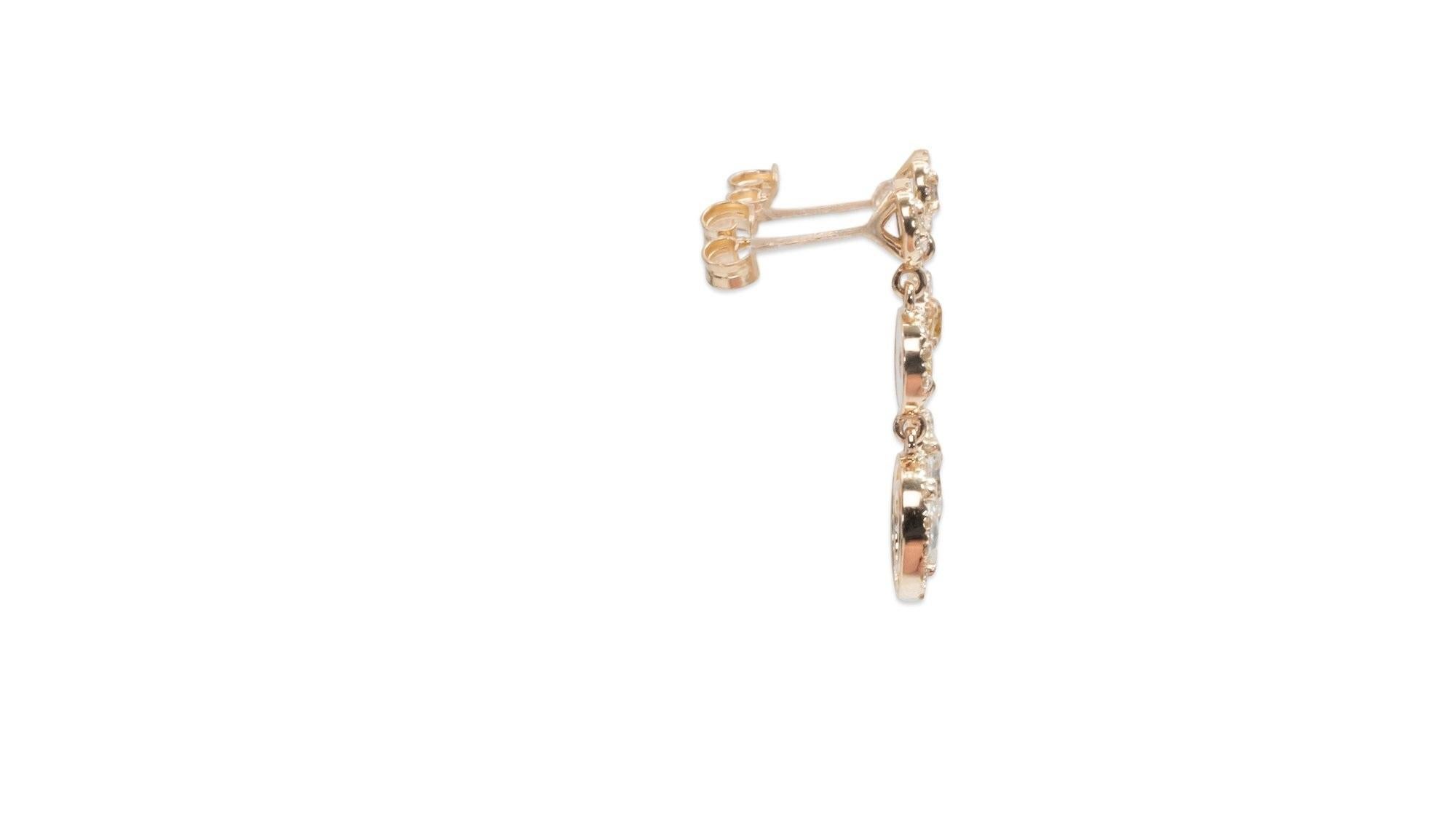 Oval Cut Beautiful 18K Yellow Gold Earrings with 2.22 carat Natural Diamonds- AIG Cert