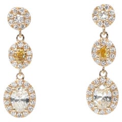Magnifiques boucles d'oreilles en or jaune 18 carats avec des diamants naturels de 2,22 carats certifis AIG