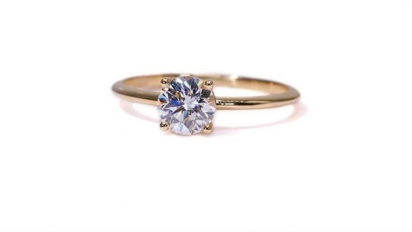 Precioso anillo de oro amarillo de 18 quilates con diamantes naturales de 0,54 quilates, certificado GIA Corte redondo en venta