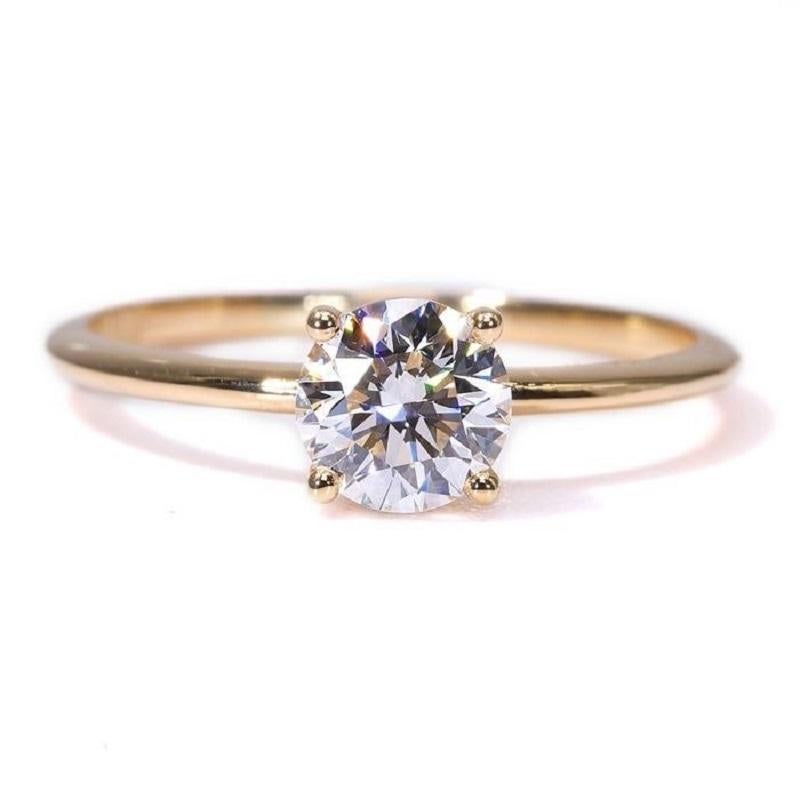 Precioso anillo de oro amarillo de 18 quilates con diamantes naturales de 0,54 quilates, certificado GIA en venta 2