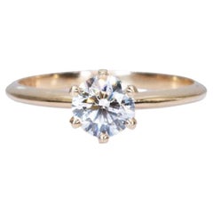 Beautiful 18k Yellow Gold Solitaire Ring with 0.73 Ct Natural Diamonds, AIG Cert