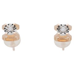 Beautiful 18k Yellow Gold Stud Earrings with 0.02 ct Natural Diamonds