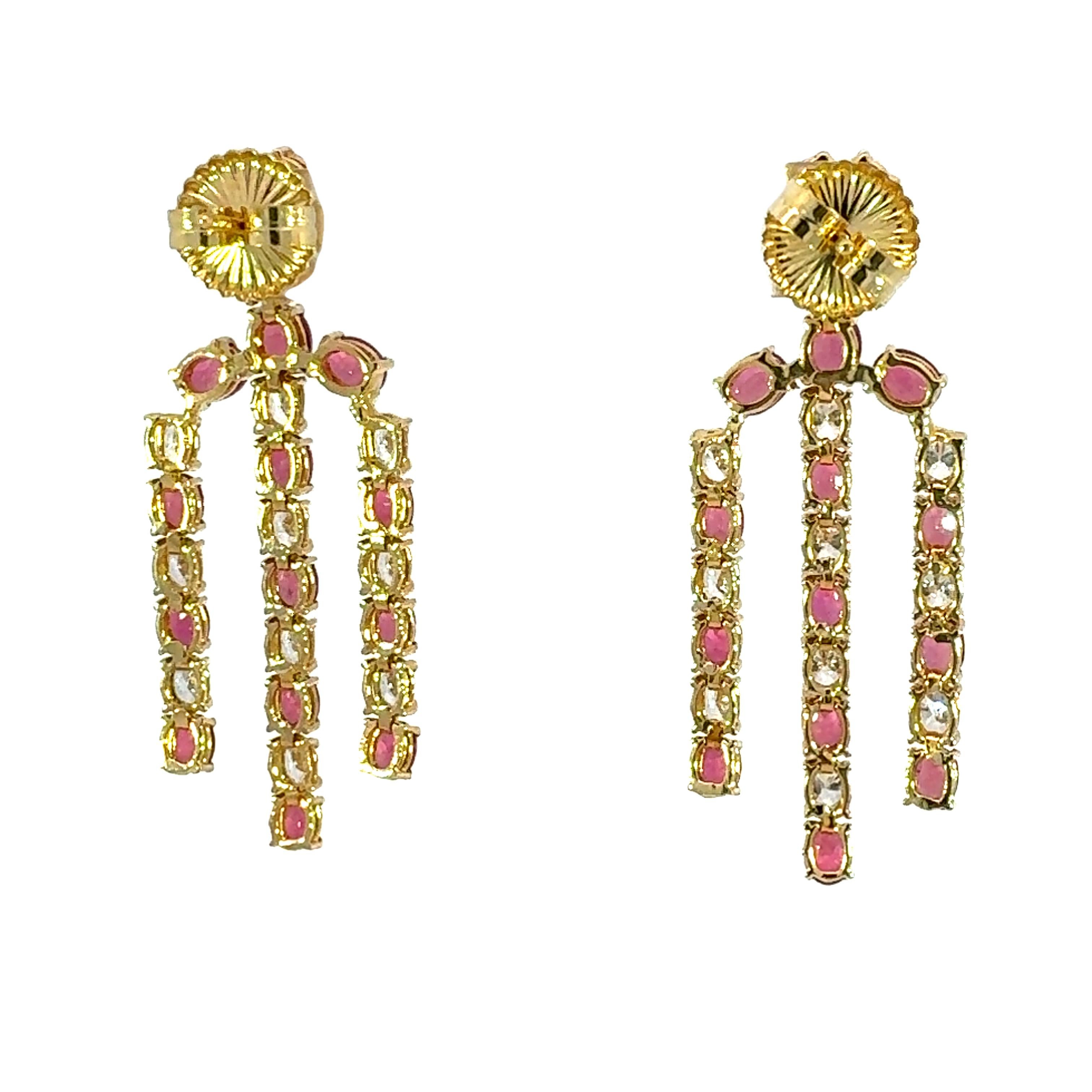 Donna Bellissimi orecchini con rubino naturale e diamanti in 18Kt in vendita