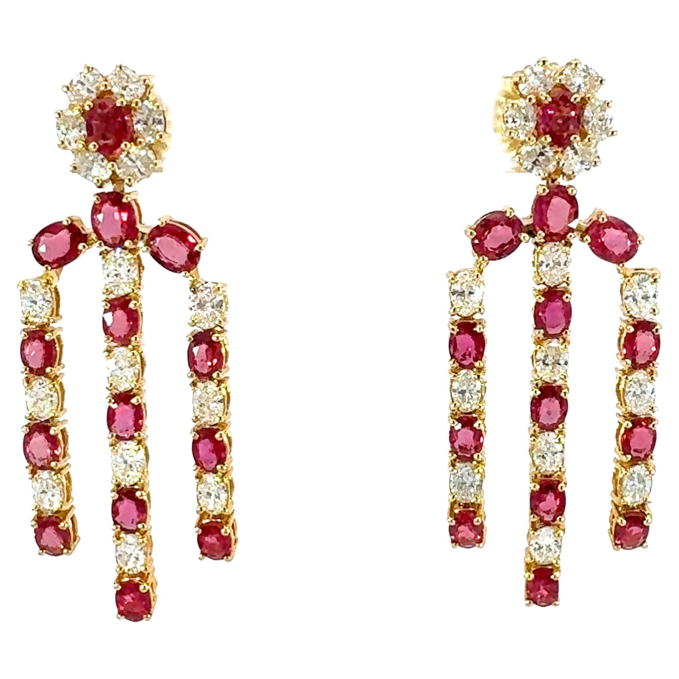 Beautiful 18Kt natural Ruby and diamond earrings