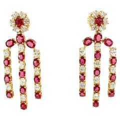 Preciosos pendientes de Rubí natural y diamantes de 18Kt