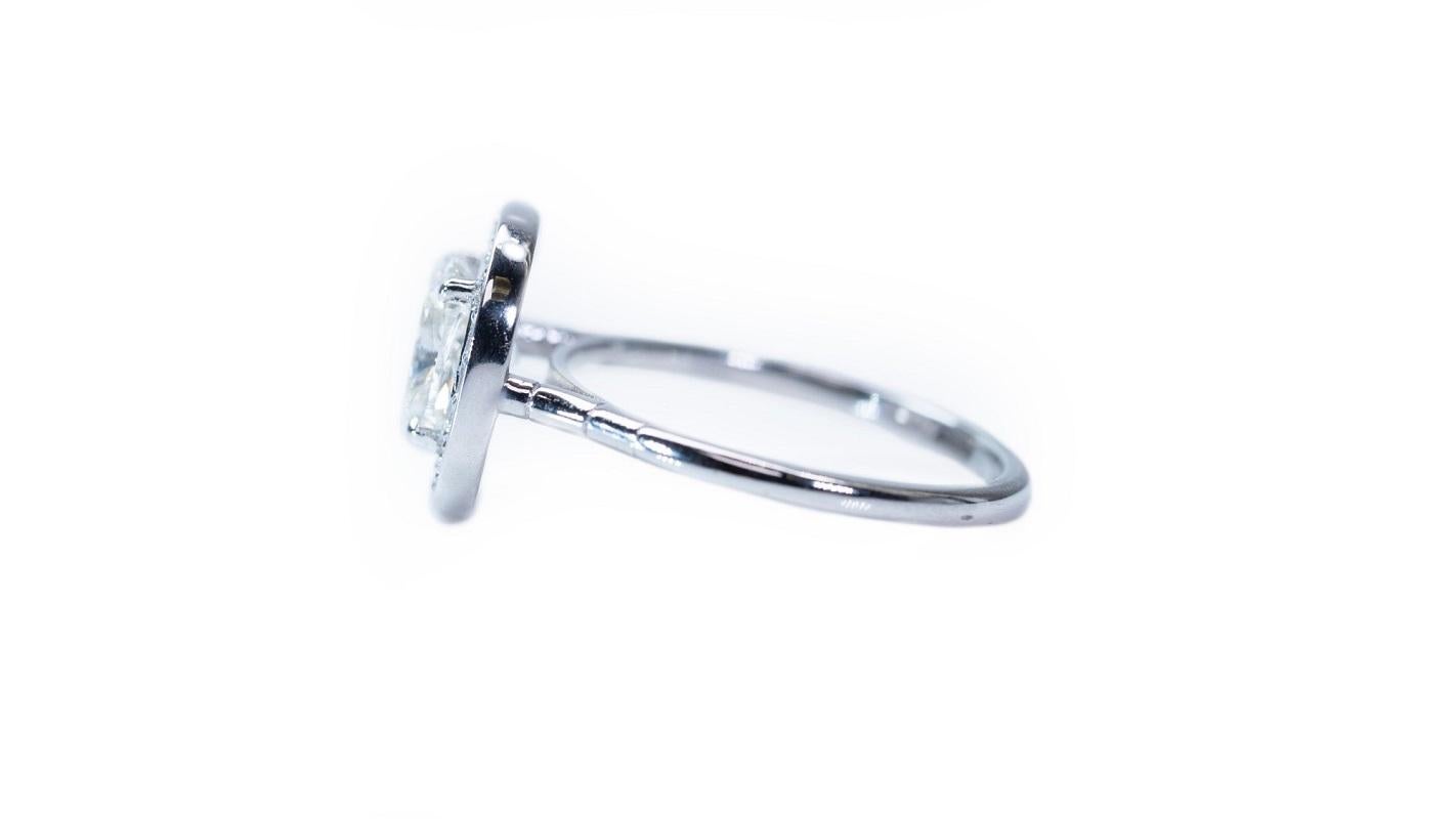 Beautiful 18kt. White Gold Halo Cushion Ring 1.70 Ct Natural Diamonds, IGI Cert For Sale 2
