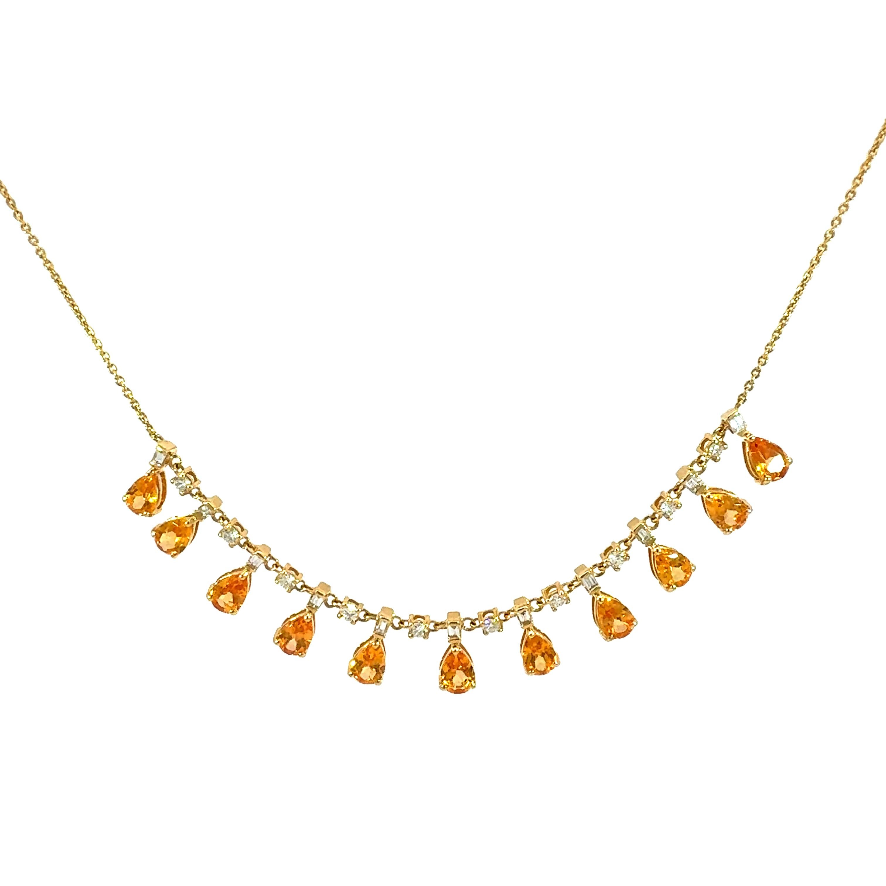 Taille mixte Magnifique collier grenat et diamant 18Kt YG en vente