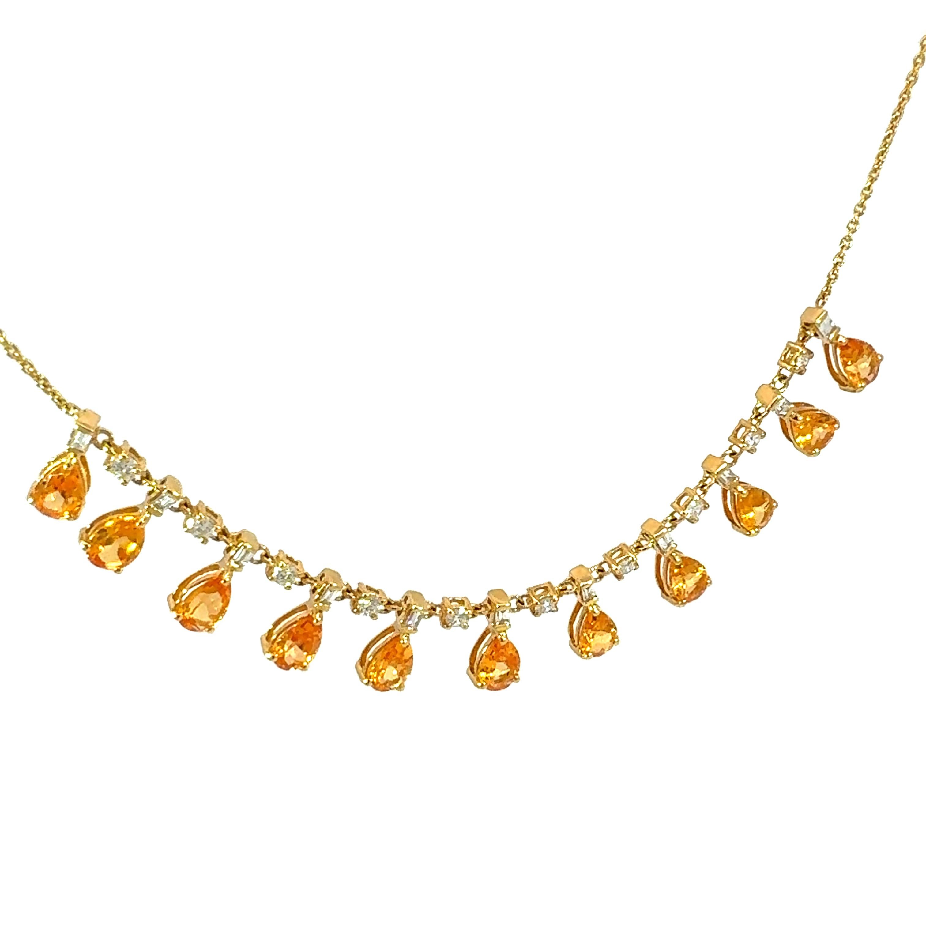 Magnifique collier grenat et diamant 18Kt YG Pour femmes en vente