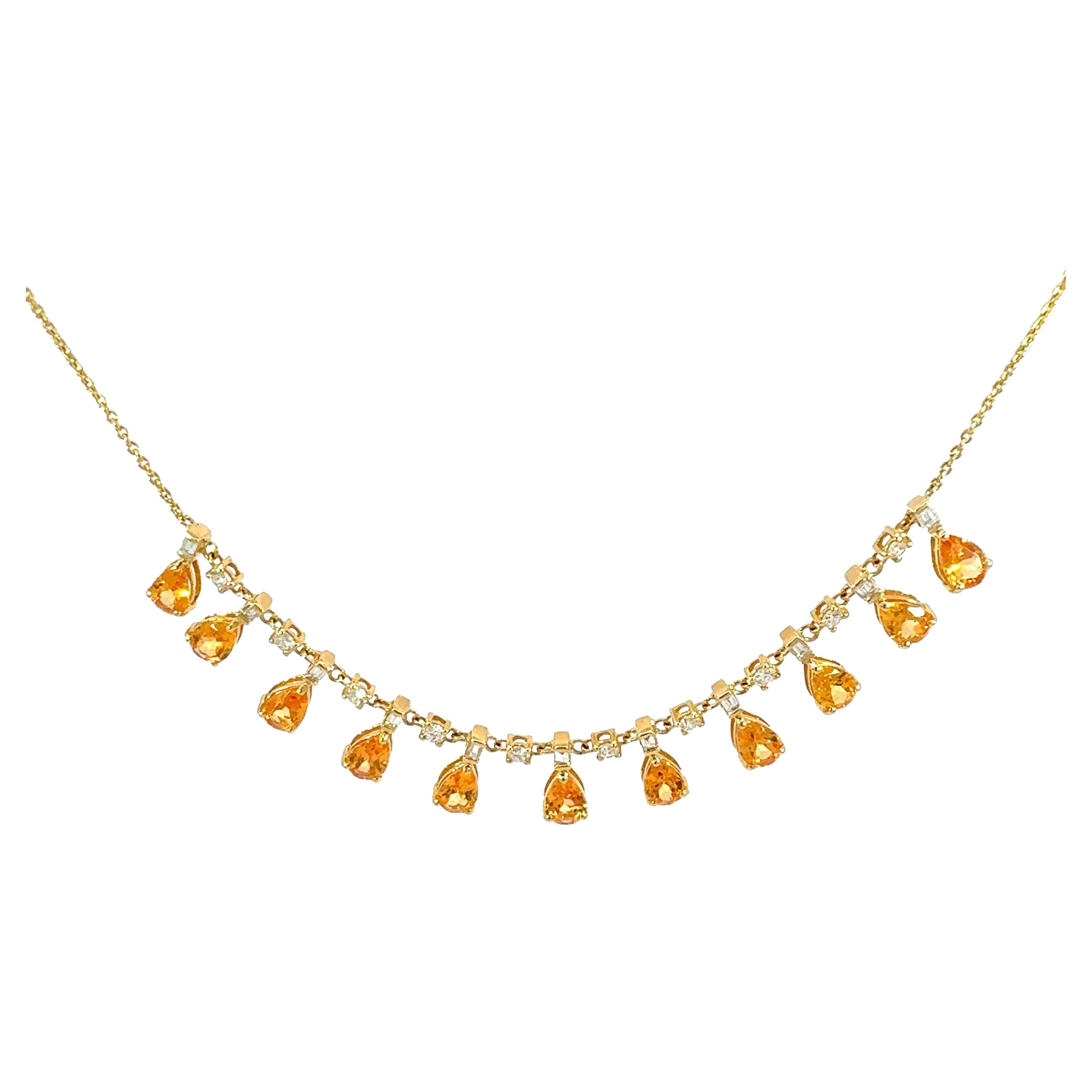 Schöne Halskette aus 18 Karat YG Granat und Diamant