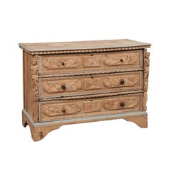 Beautiful 18th C. Cassettiera w/Elaborate Carvings & Putti Side Posts