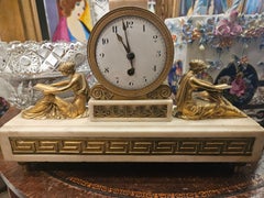 Beautiful 18th C Thomas Hawley European Gilt Bronze & White Marble Mantel Clock