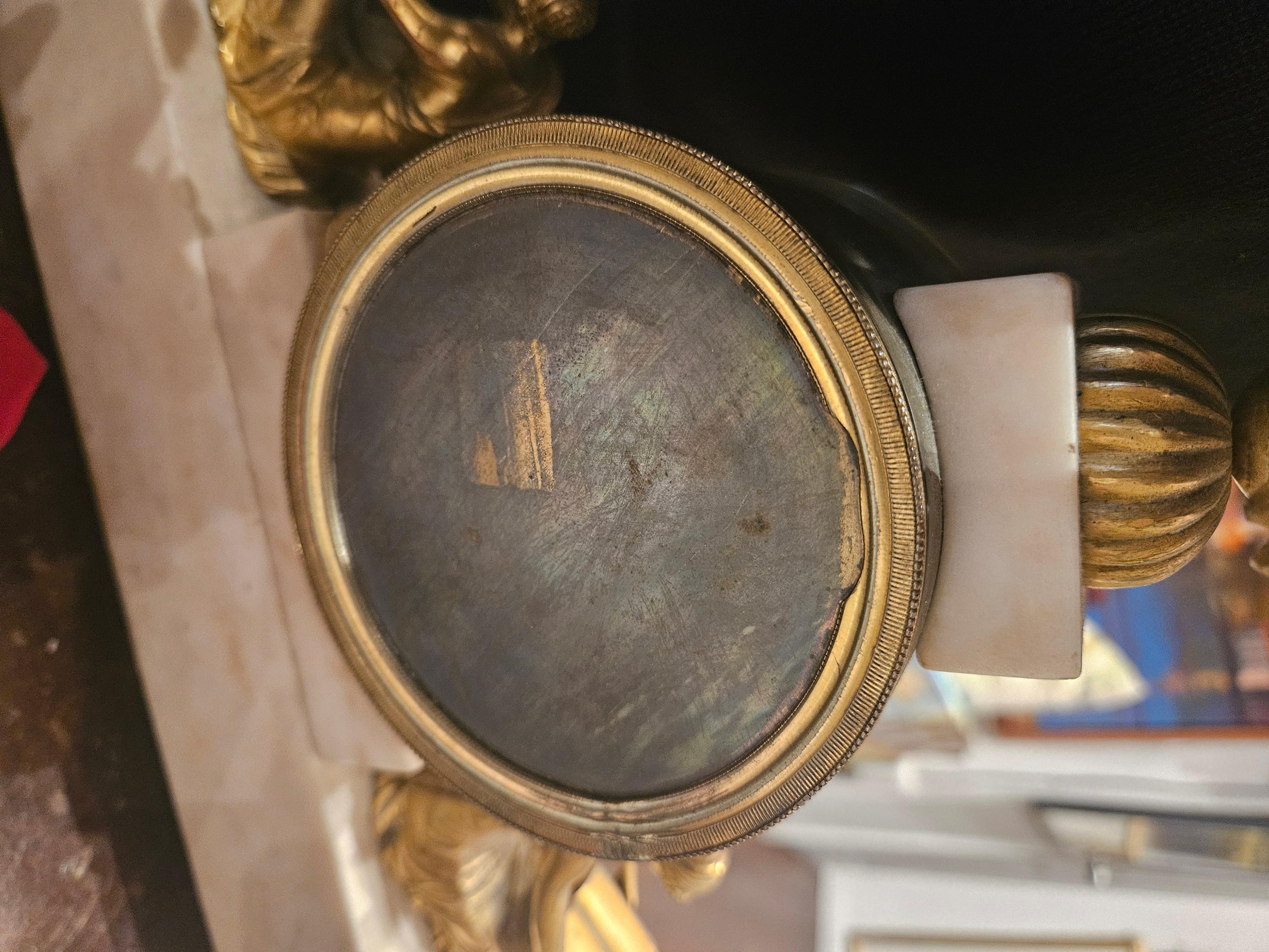 Beautiful 18th C Thomas Hawley European Gilt Bronze & White Marble Mantel Clock For Sale 2