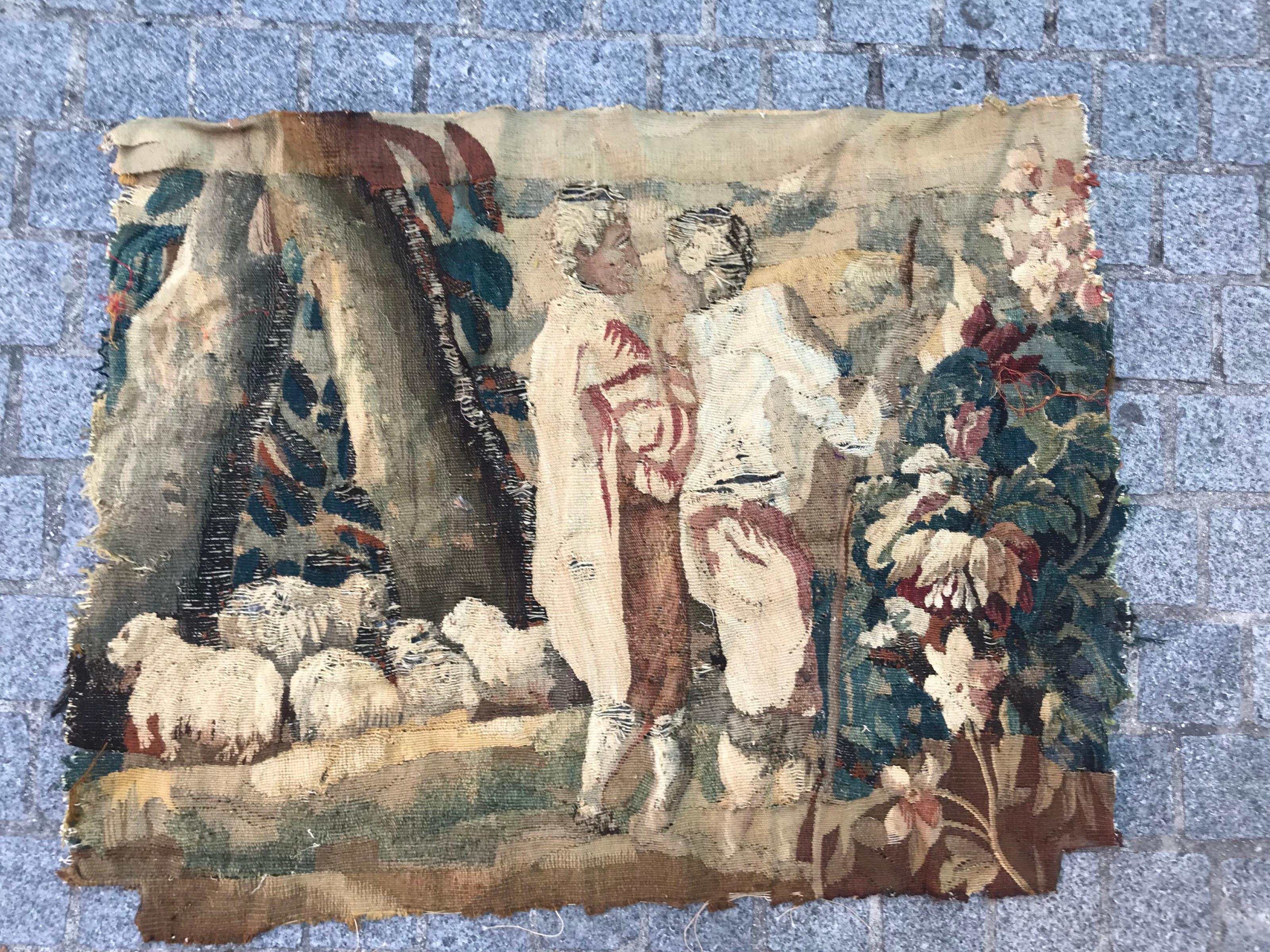 Beautiful 18th Century Aubusson Tapestry Fragment For Sale 16