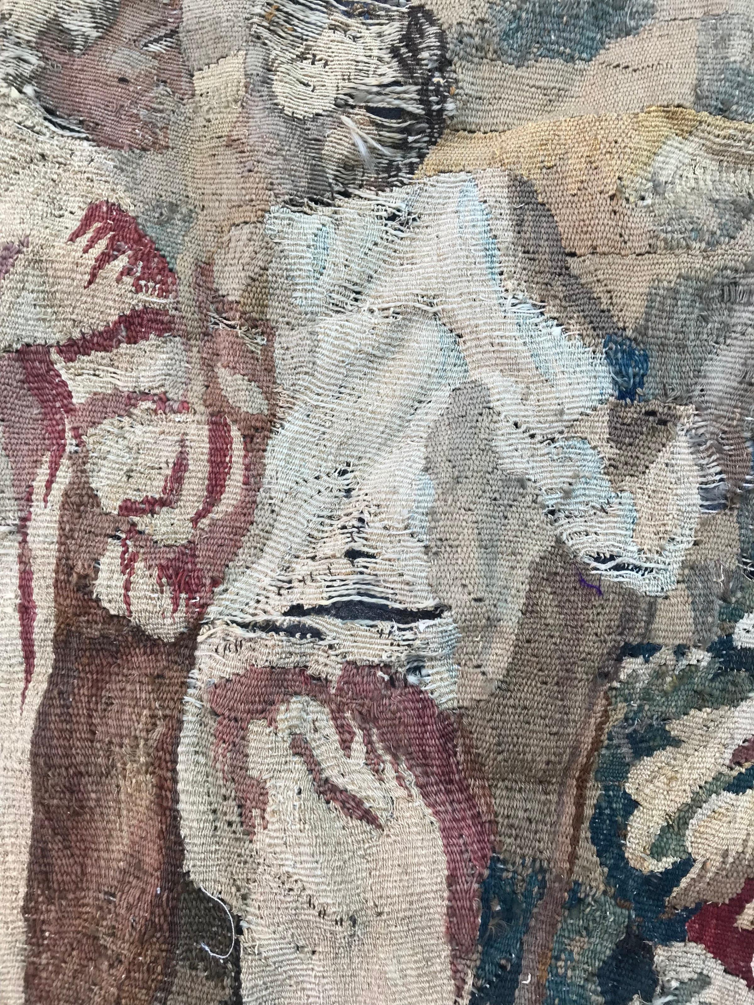 Silk Beautiful 18th Century Aubusson Tapestry Fragment