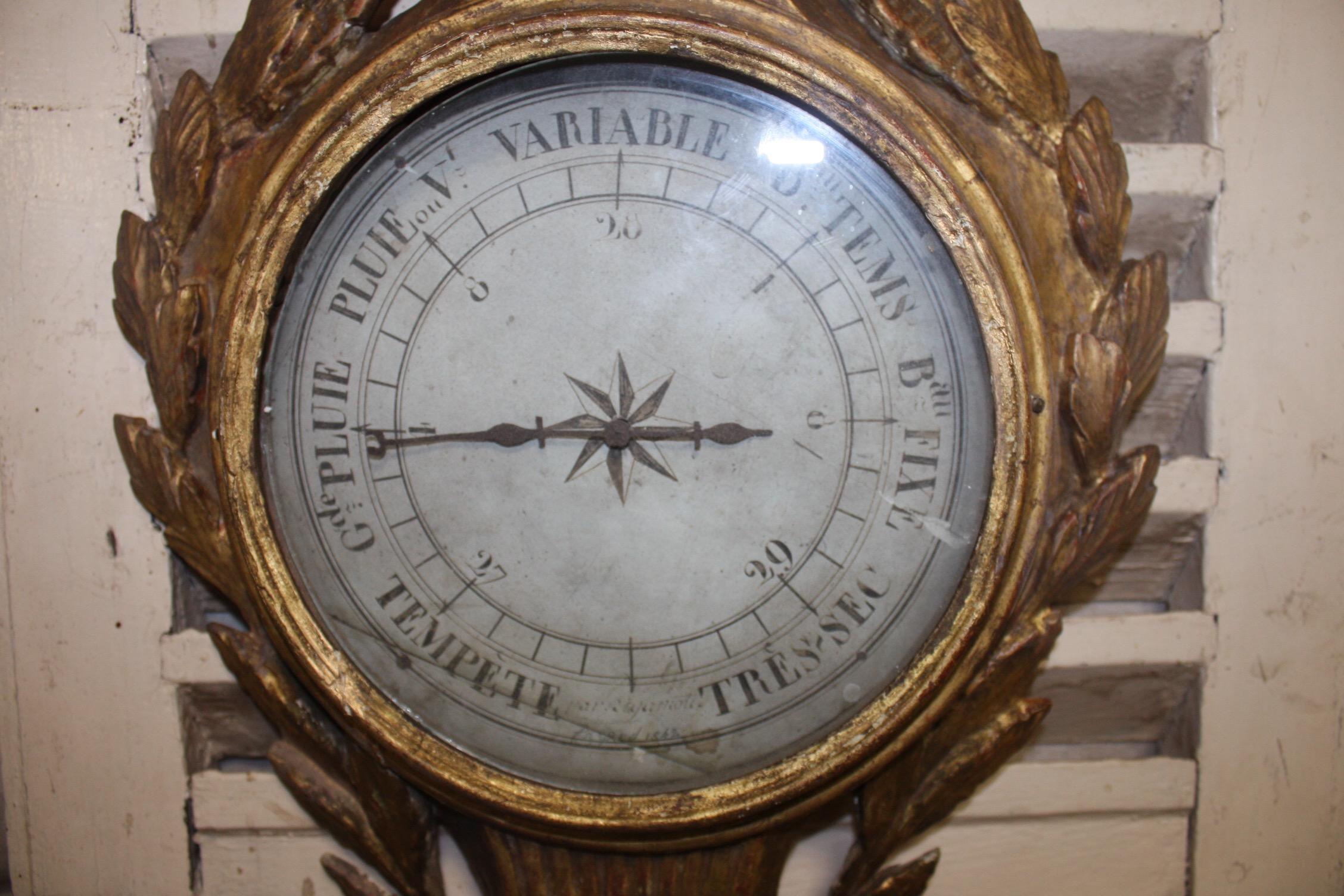 Giltwood Beautiful 18th Century French Barometer