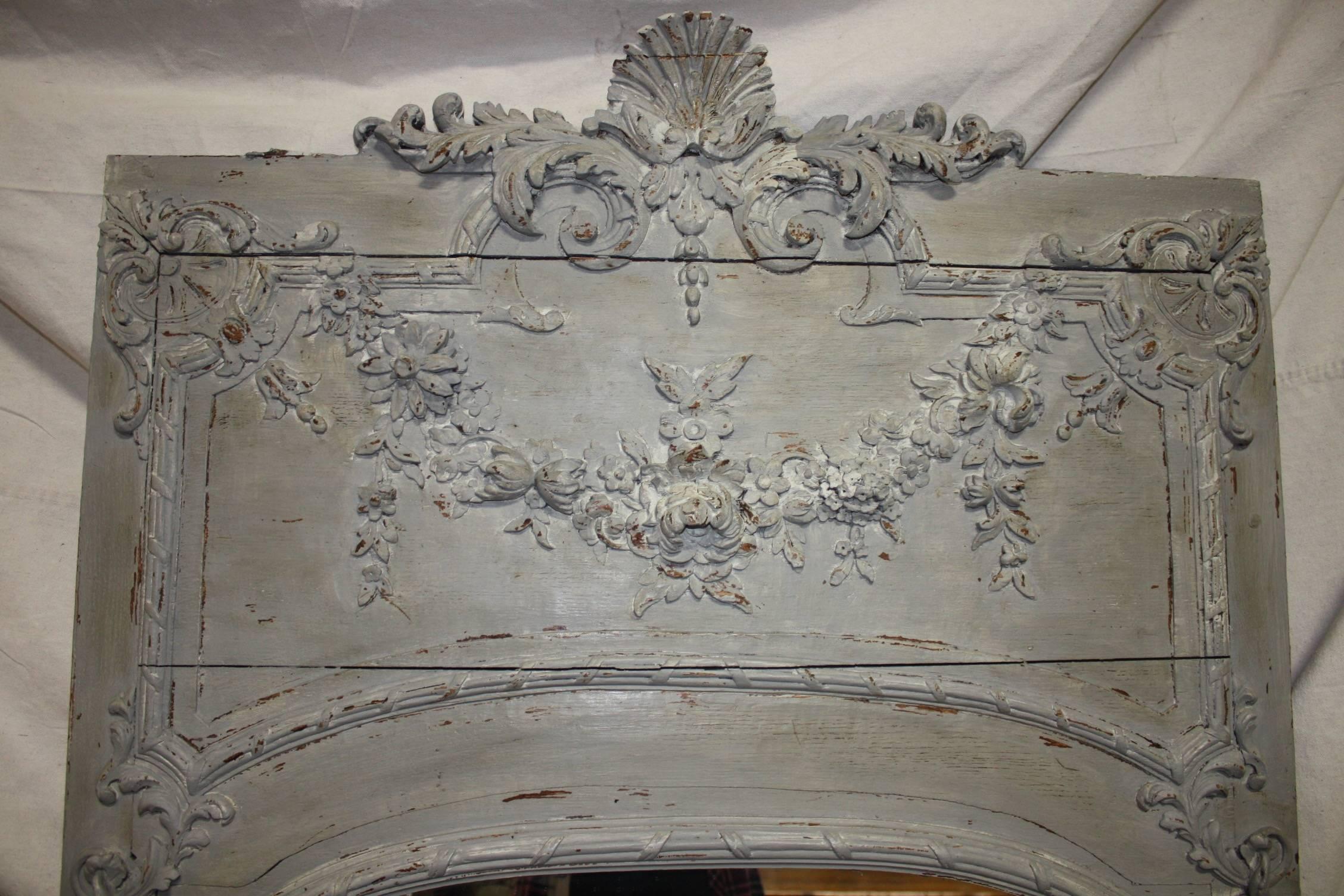 Hand-Carved Beautiful 18th Century French Trumeau Mirror