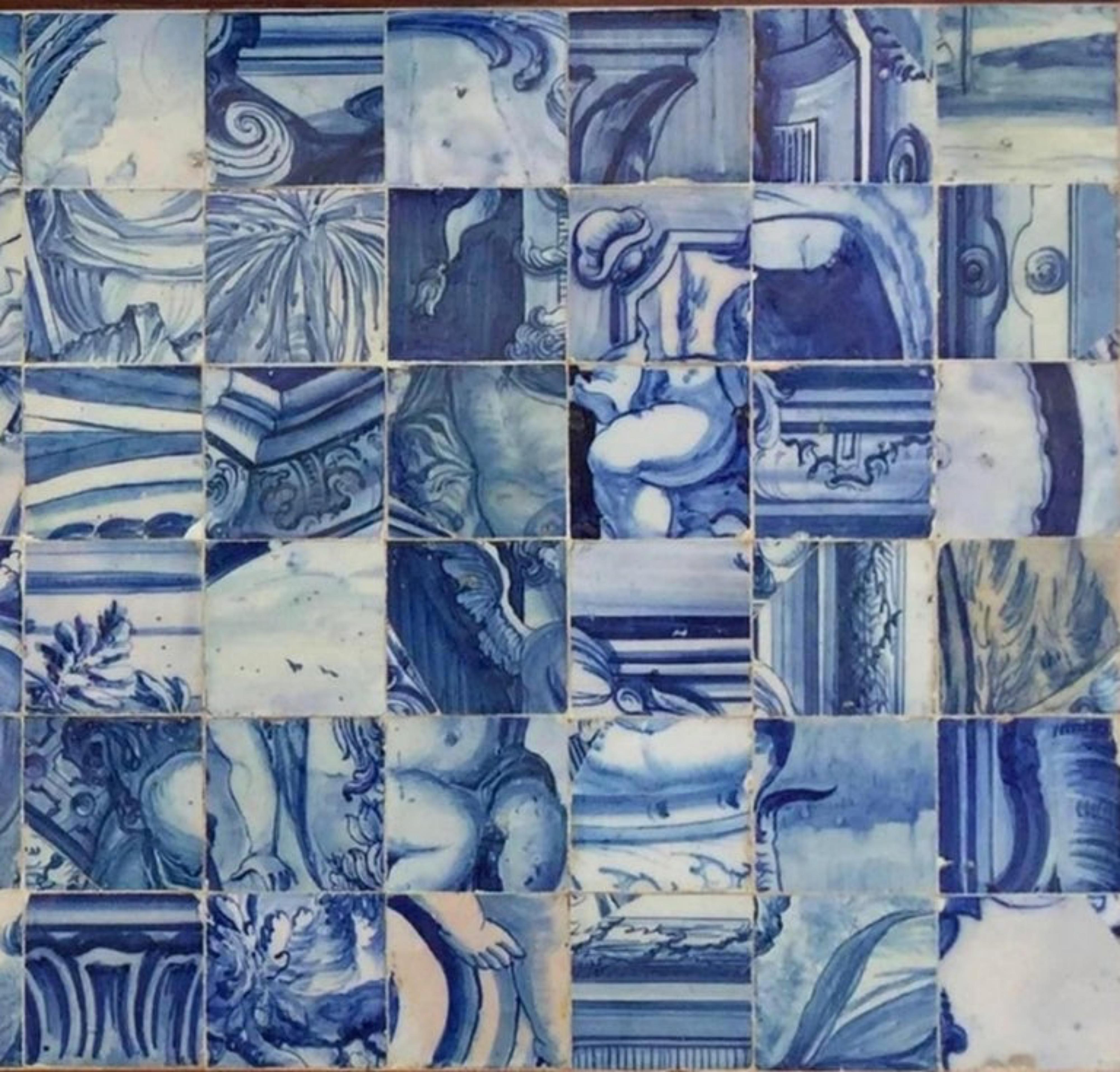 Portugais Magnifique panneau de table du 18ème siècle, pièces détachées de carreaux portugais 3m x 1m en vente