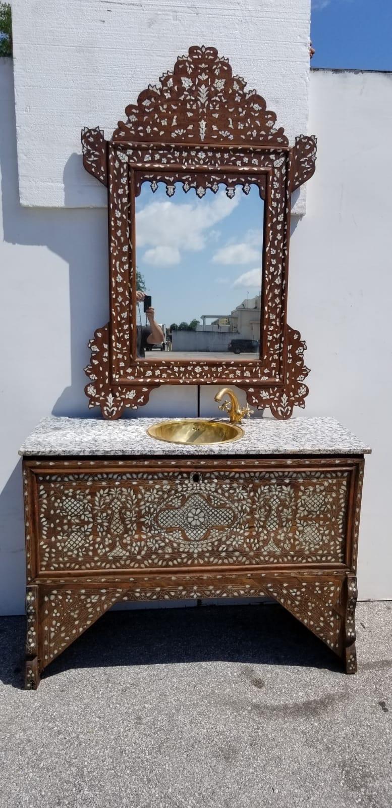 mother of pearl dressing table mirror