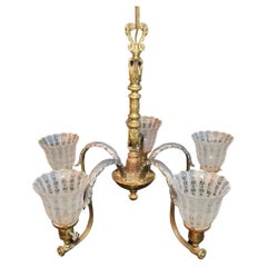 Antique Beautiful 1920's brass chandelier