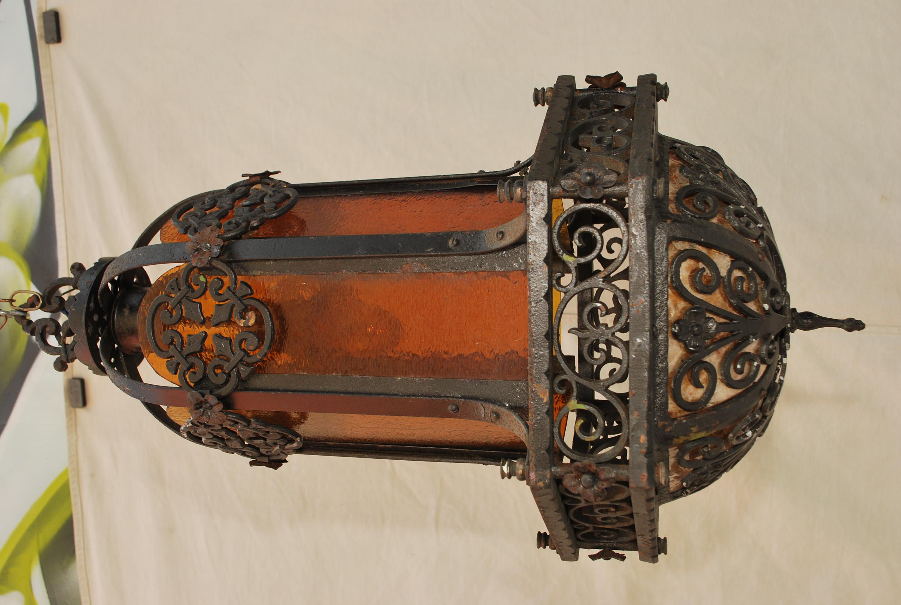 Early 20th Century Beautiful 1920's Cast Iron Lantern For Sale