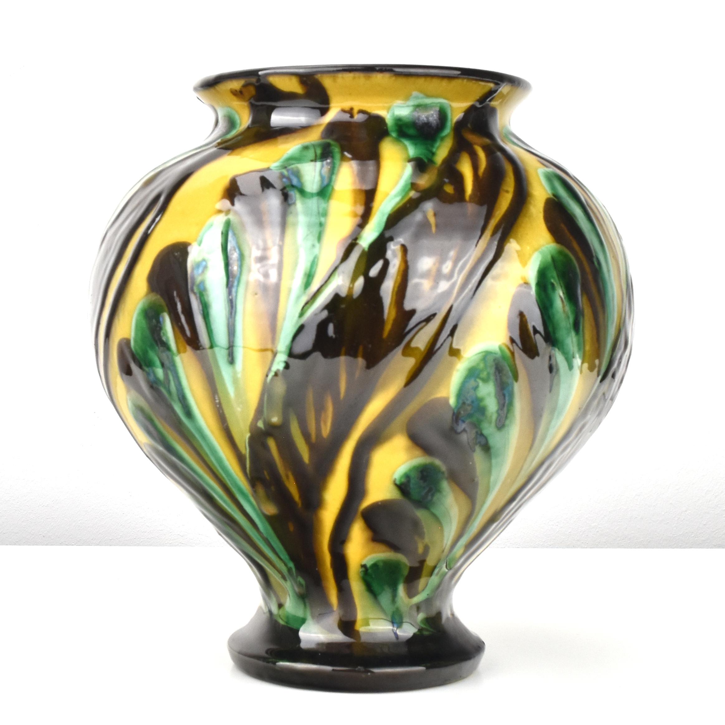 Scandinavian Modern Beautiful 1920s Ceramic Vase by Herman Kähler Denmark For Sale