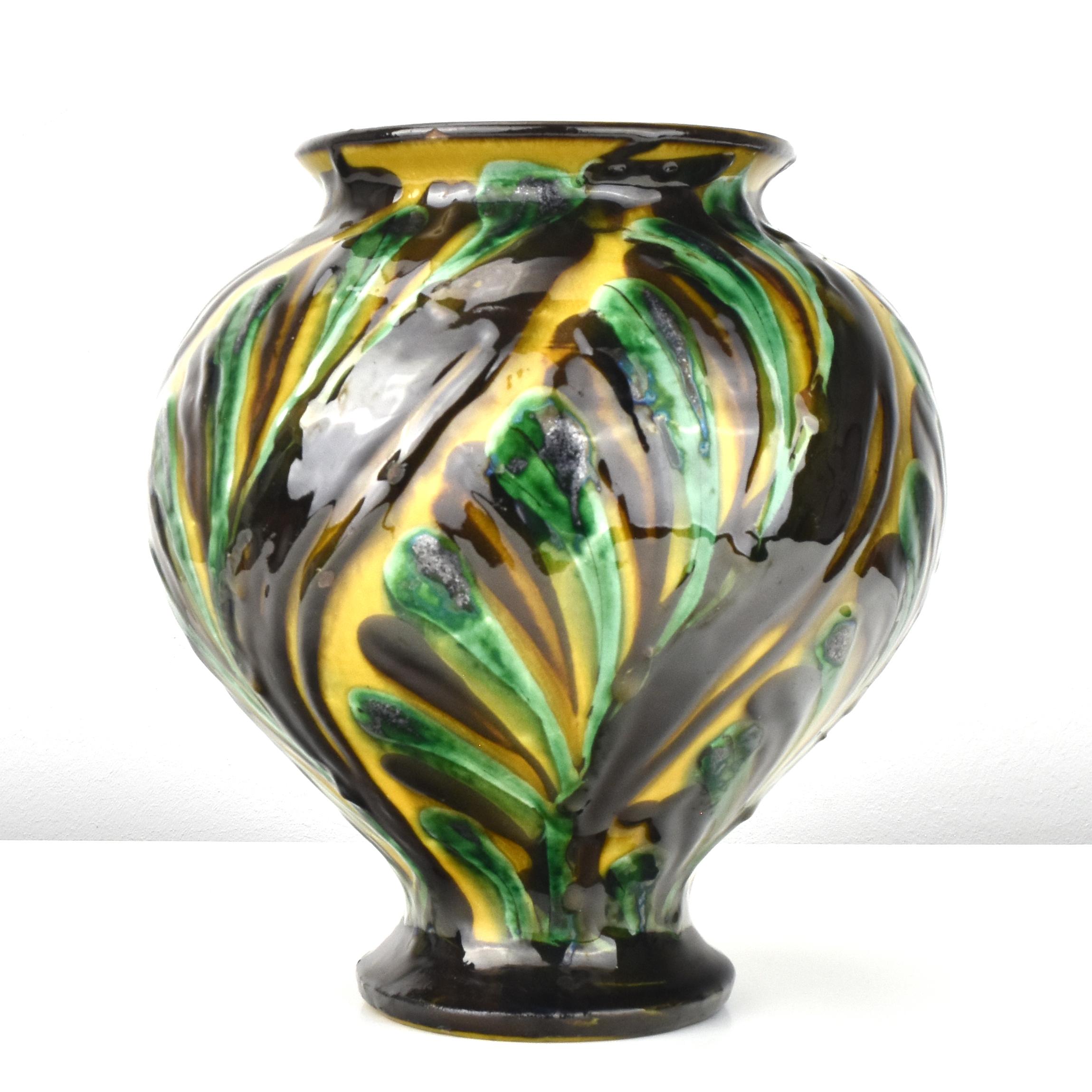 Hand-Painted Beautiful 1920s Ceramic Vase by Herman Kähler Denmark For Sale