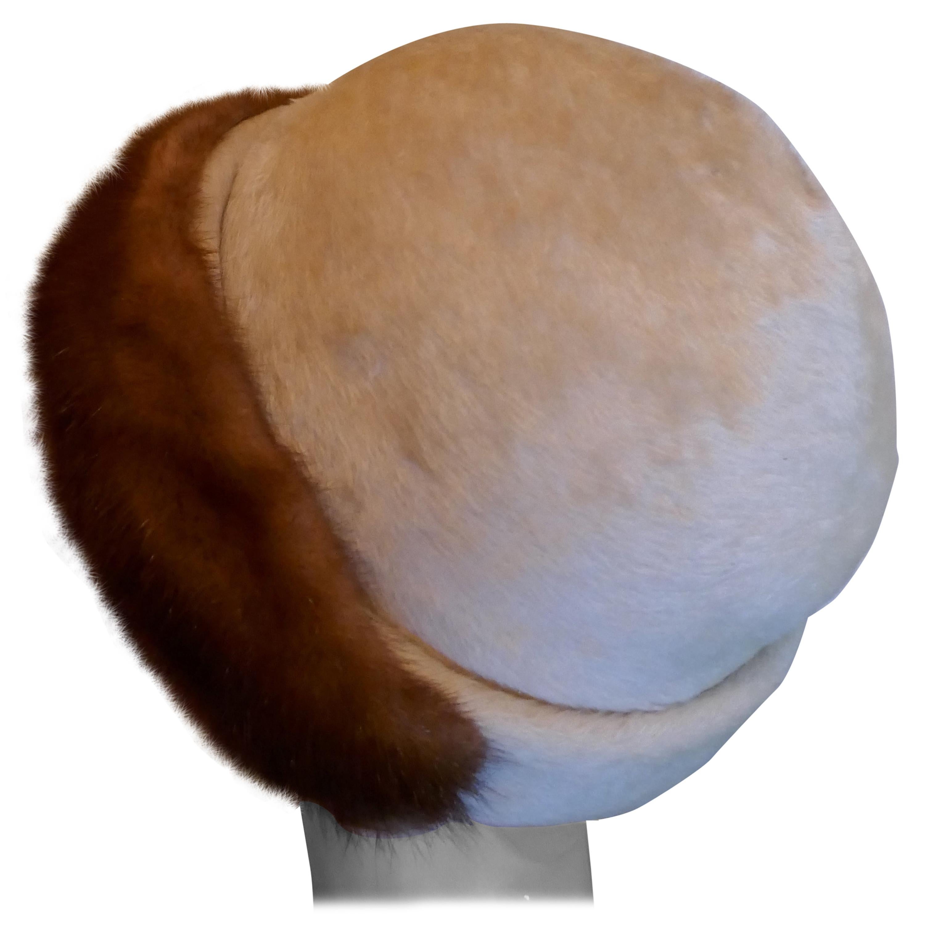 Beautiful 1920s Felt Fur Cloche Hat, trimmed with Mink by Panda