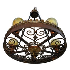 Beautiful 1920s Wrought Iron Chandelier