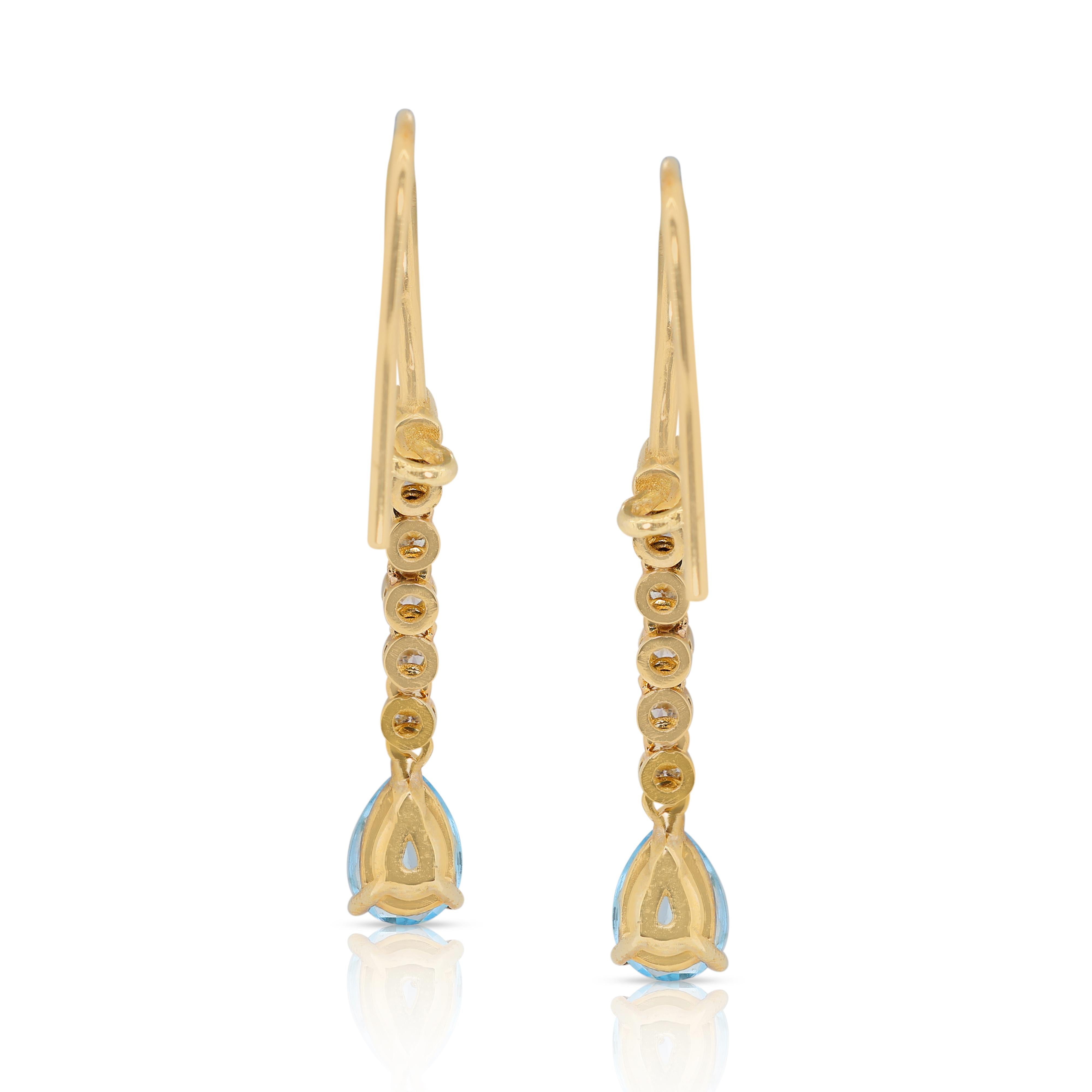 Donna Bellissimi orecchini a goccia con topazio e diamanti da 1,92 carati in oro giallo 14k in vendita
