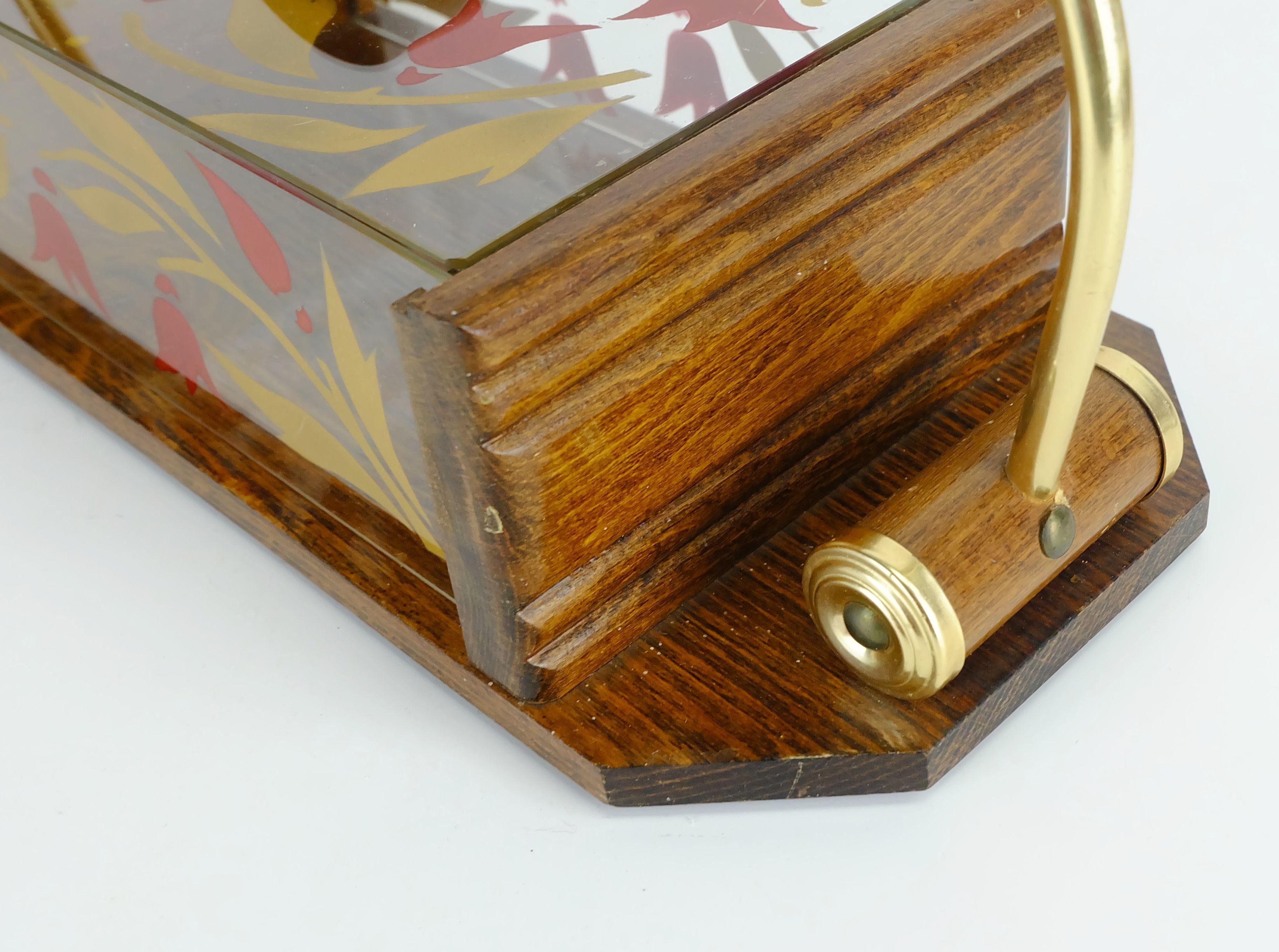 Brass beautiful 1930s french art déco COOKIE JAR wood glass brass For Sale