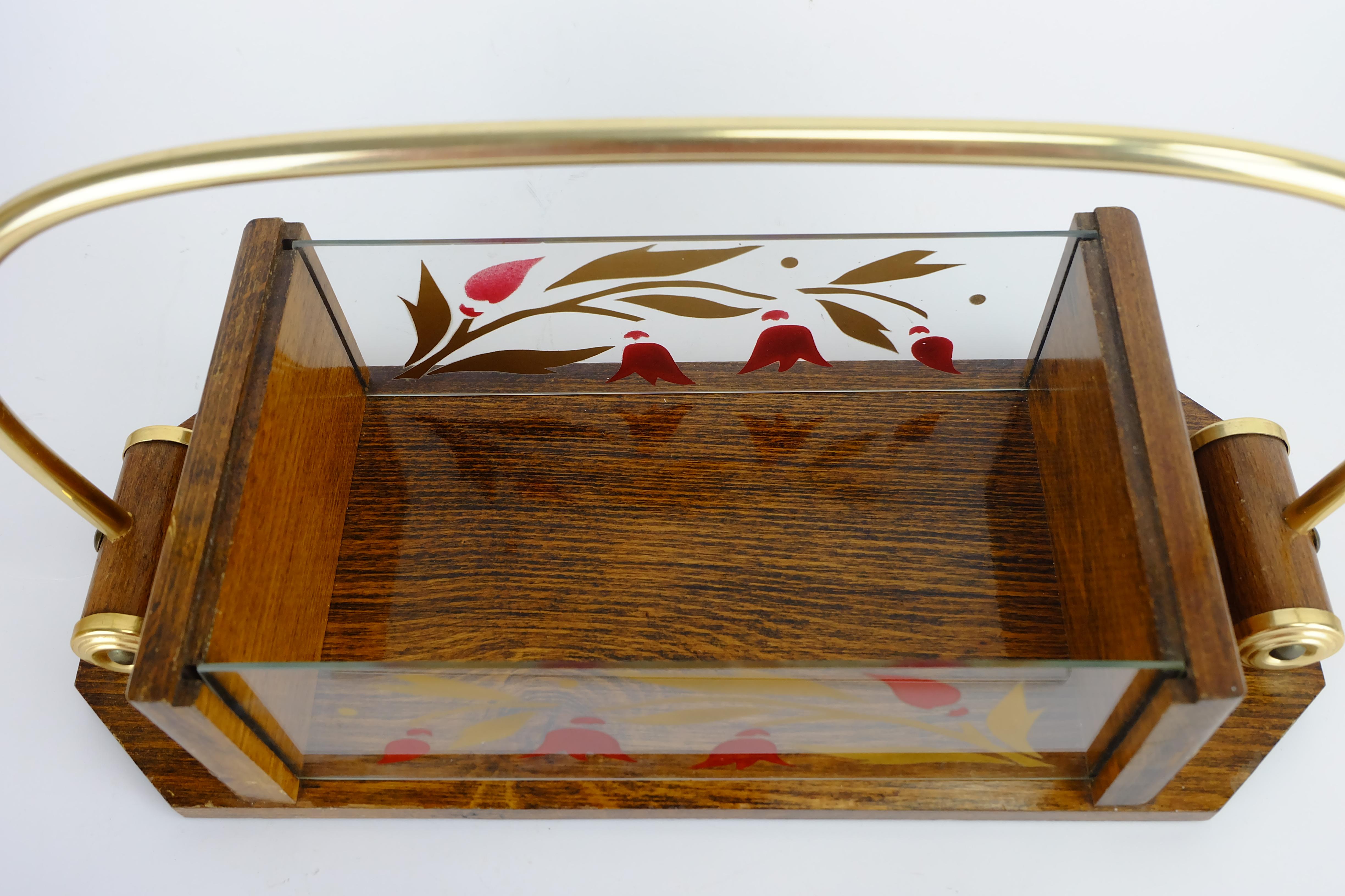 beautiful 1930s french art déco COOKIE JAR wood glass brass For Sale 2