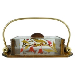 beautiful 1930s french art déco COOKIE JAR wood glass brass