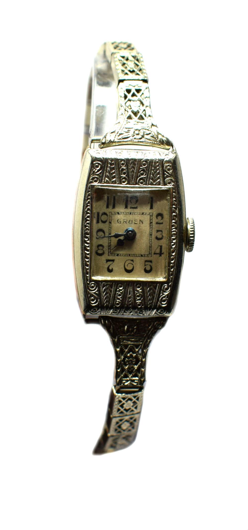 Beautiful 1930s Ladies Art Deco Wrist Watch by Gruen 2