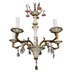 Beautiful 1940s Brass and Porcelain Chandelier from Spain