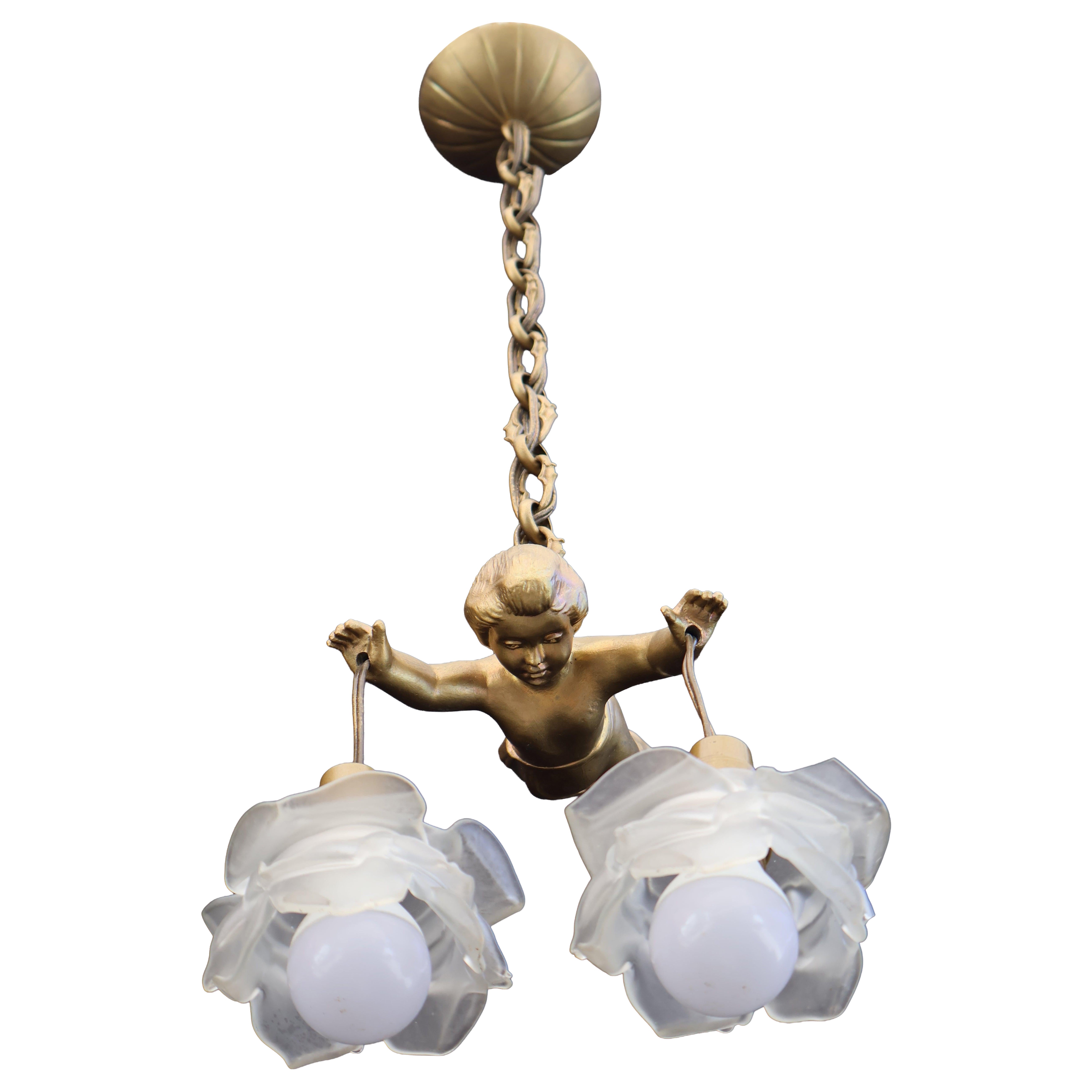 Beautiful 1940's French cupid light For Sale