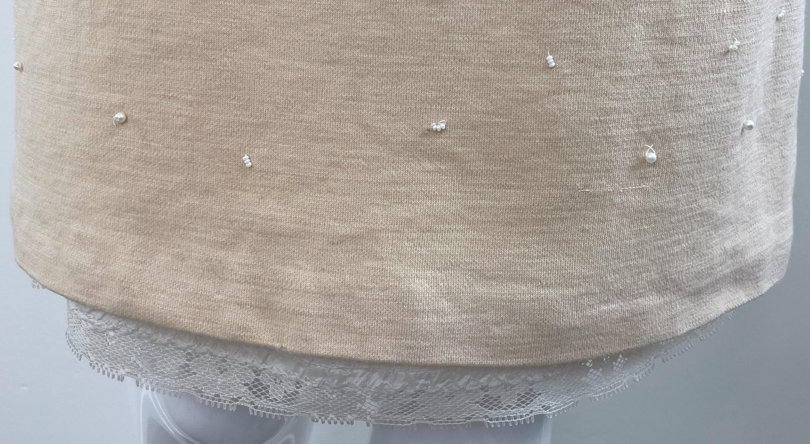 Beautiful 1950s French Demi Couture Ivory Off White Beaded Vintage 50s Dress For Sale 1