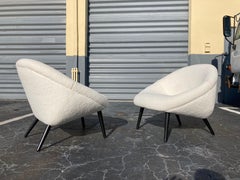 Beautiful 1950s Lounge Chairs, Faux Sheepskin, Mid Century