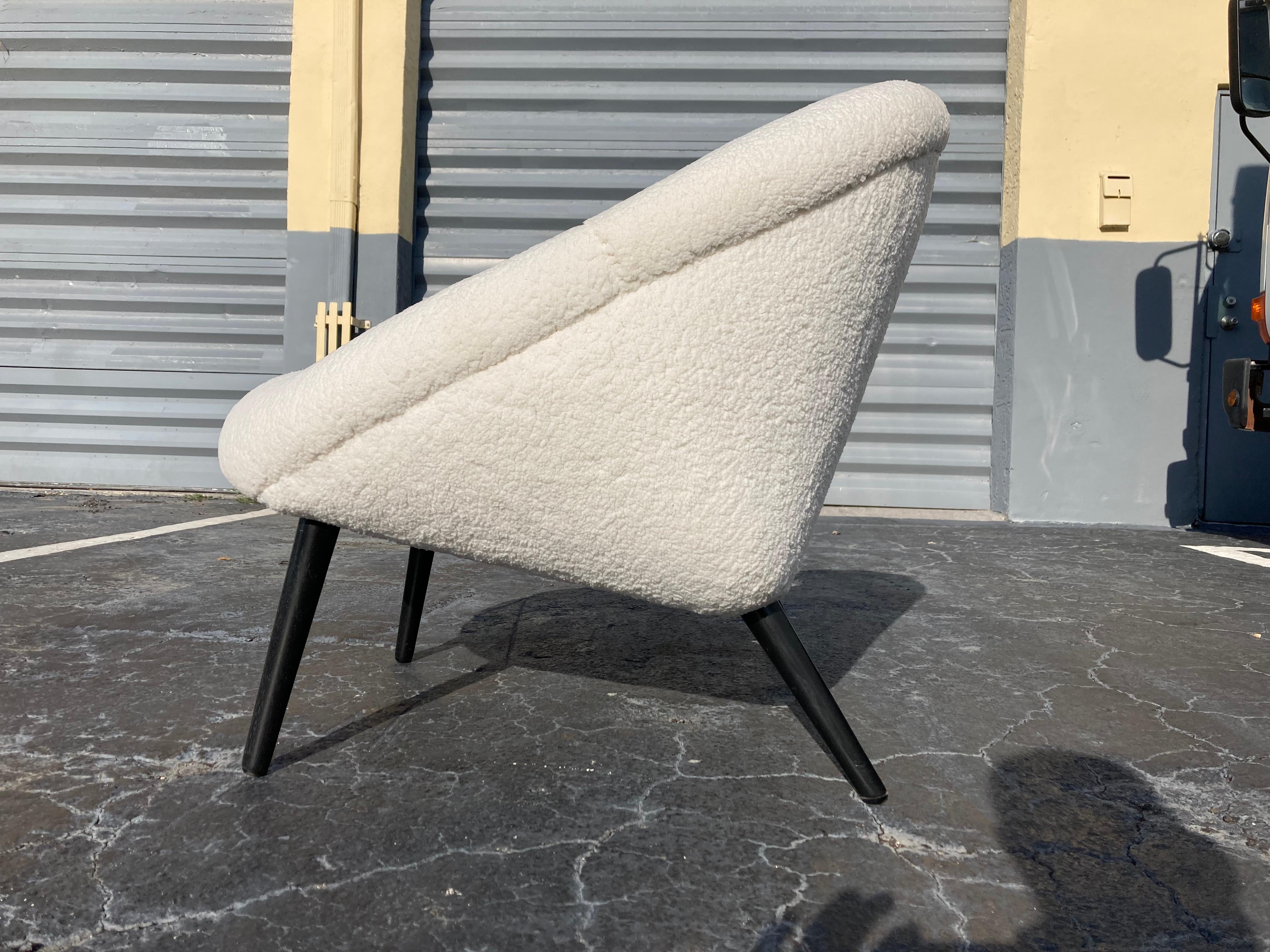 Mid-Century Modern Beautiful 1950s Lounge Chairs, Faux Sheepskin, Mid Century For Sale