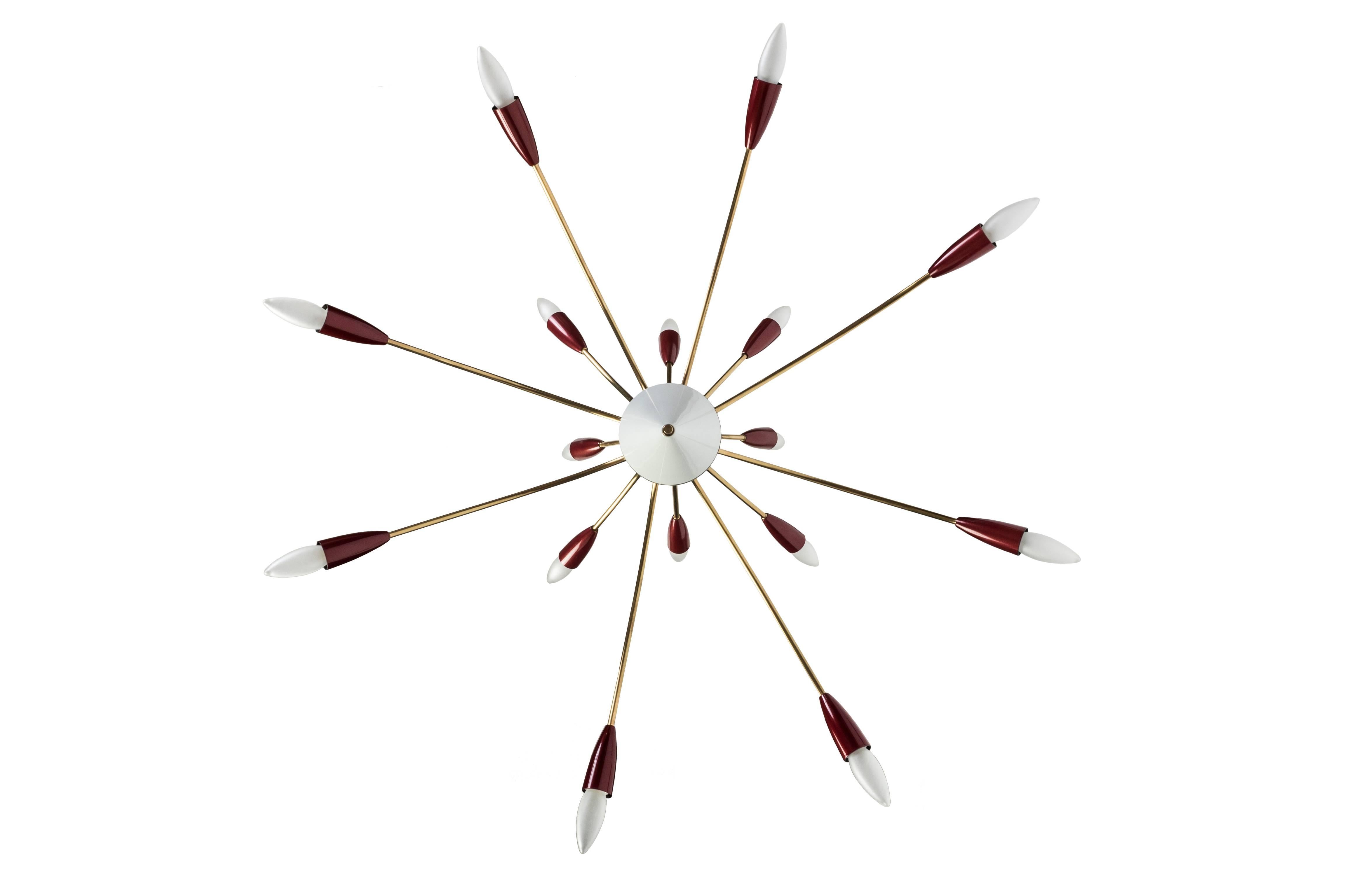 Italian Beautiful 1950s Spider Sputnik Chandelier in the style of Stilnovo