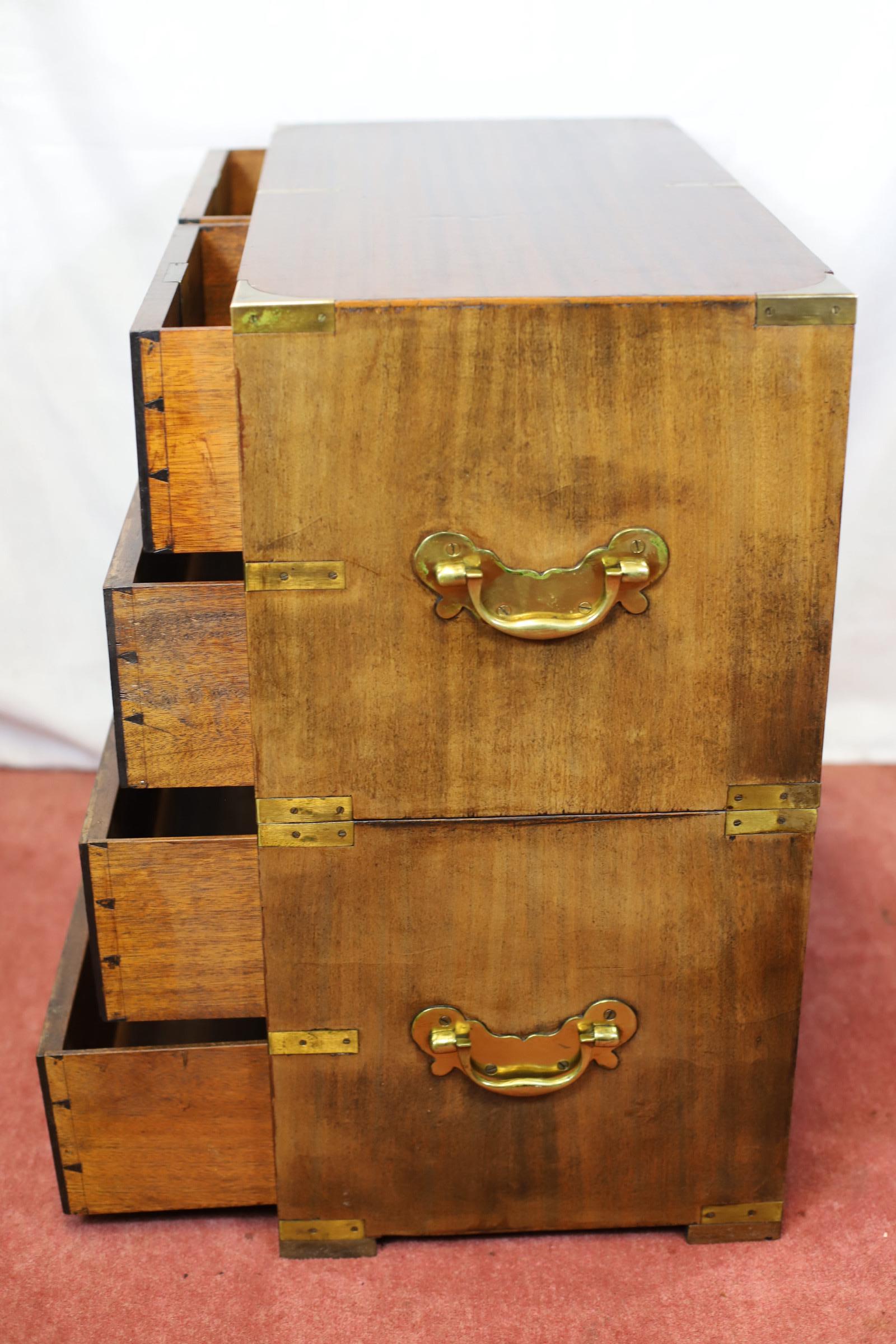 Beautiful 1960 Military Campaign Style Chest Of Drawers For Sale 3