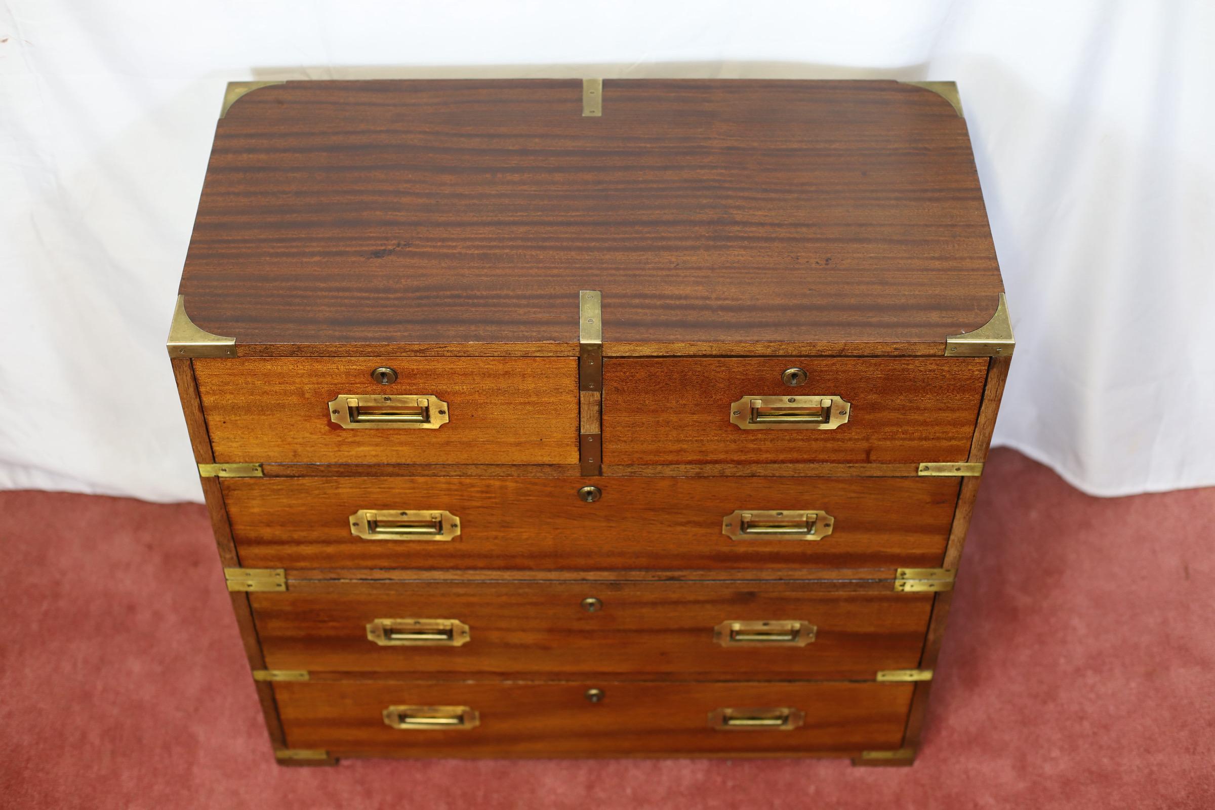 Beautiful 1960 Military Campaign Style Chest Of Drawers For Sale 6