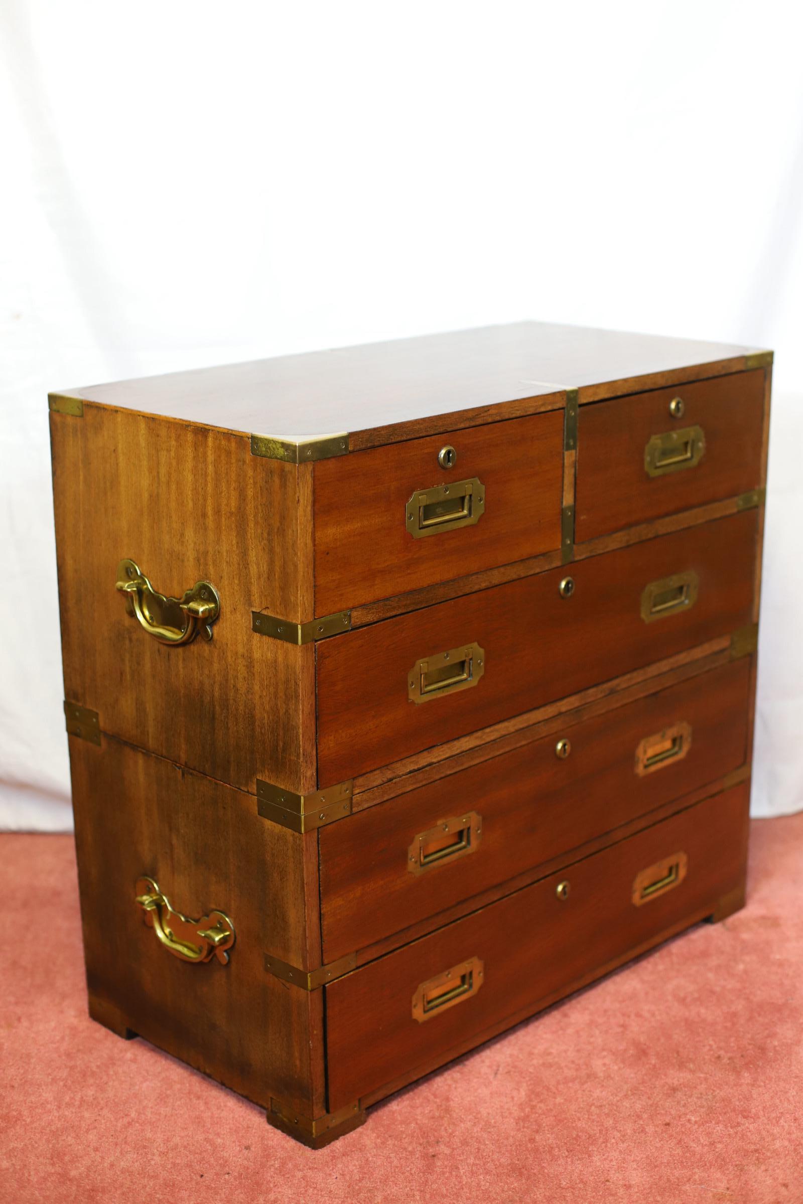 Beautiful 1960 Military Campaign Style Chest Of Drawers In Good Condition For Sale In Crawley, GB