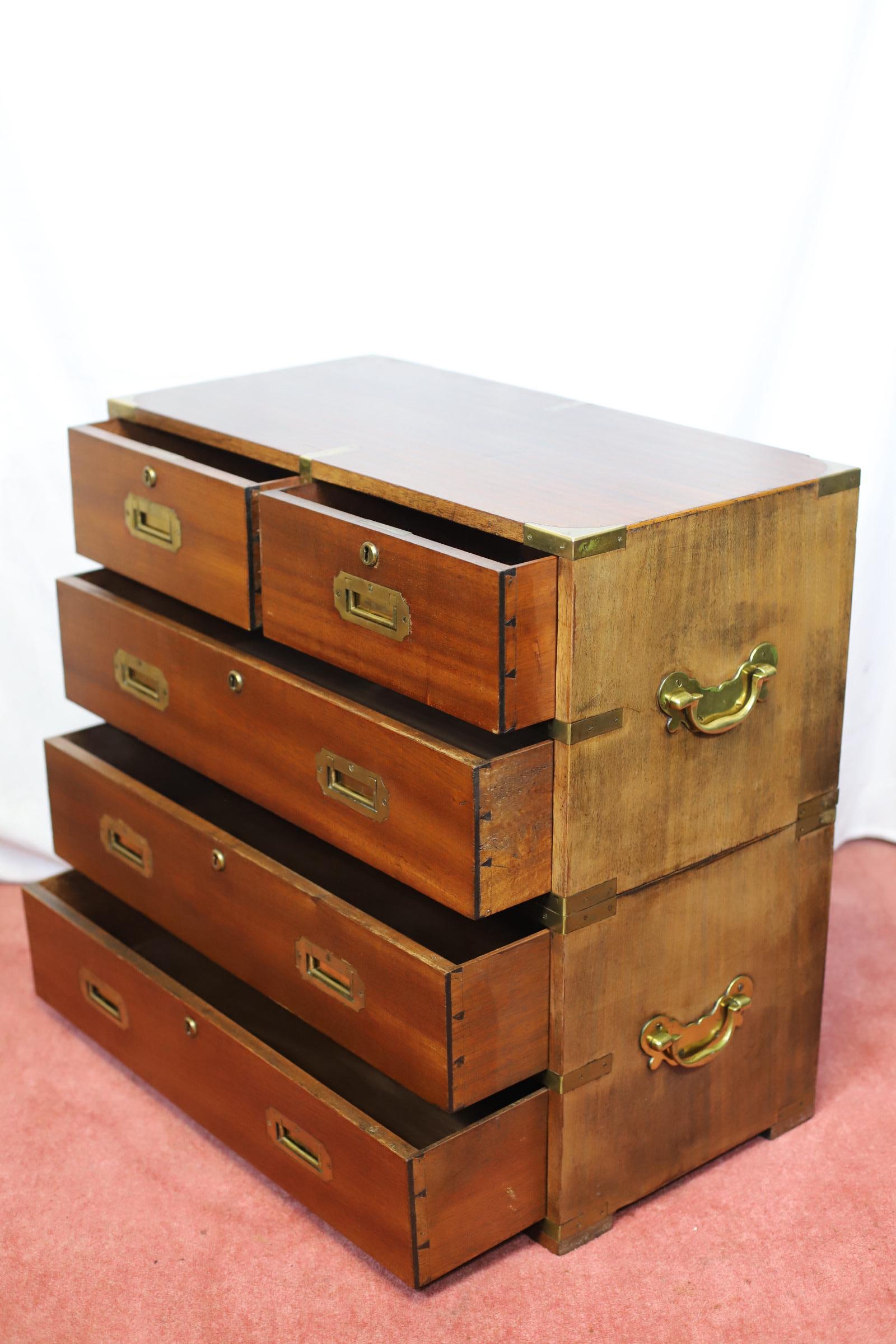 Beautiful 1960 Military Campaign Style Chest Of Drawers For Sale 2