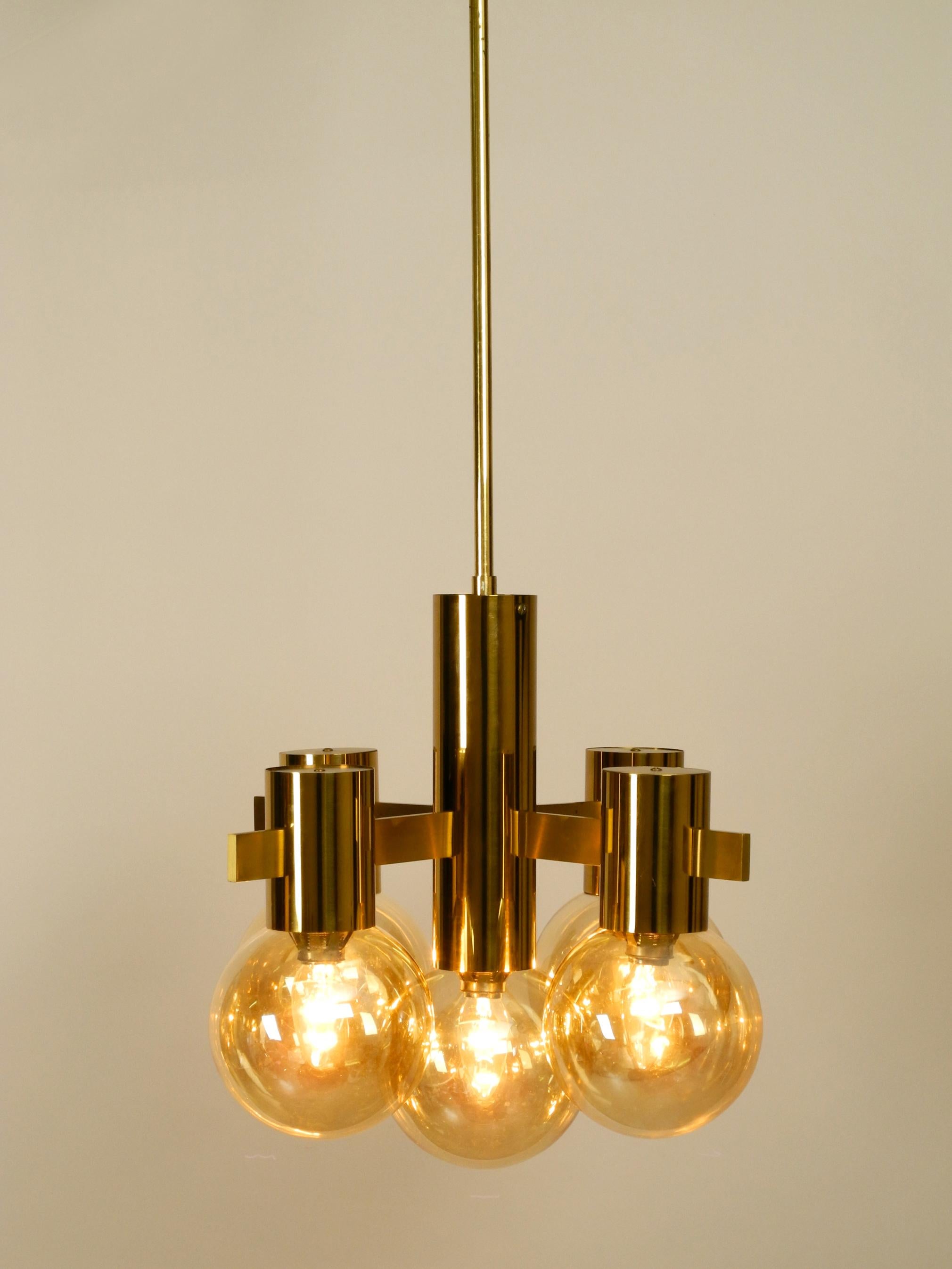 Beautiful 1960s Brass Ceiling Lamp by Hans Agne Jakobsson with 5 Glass Balls 4