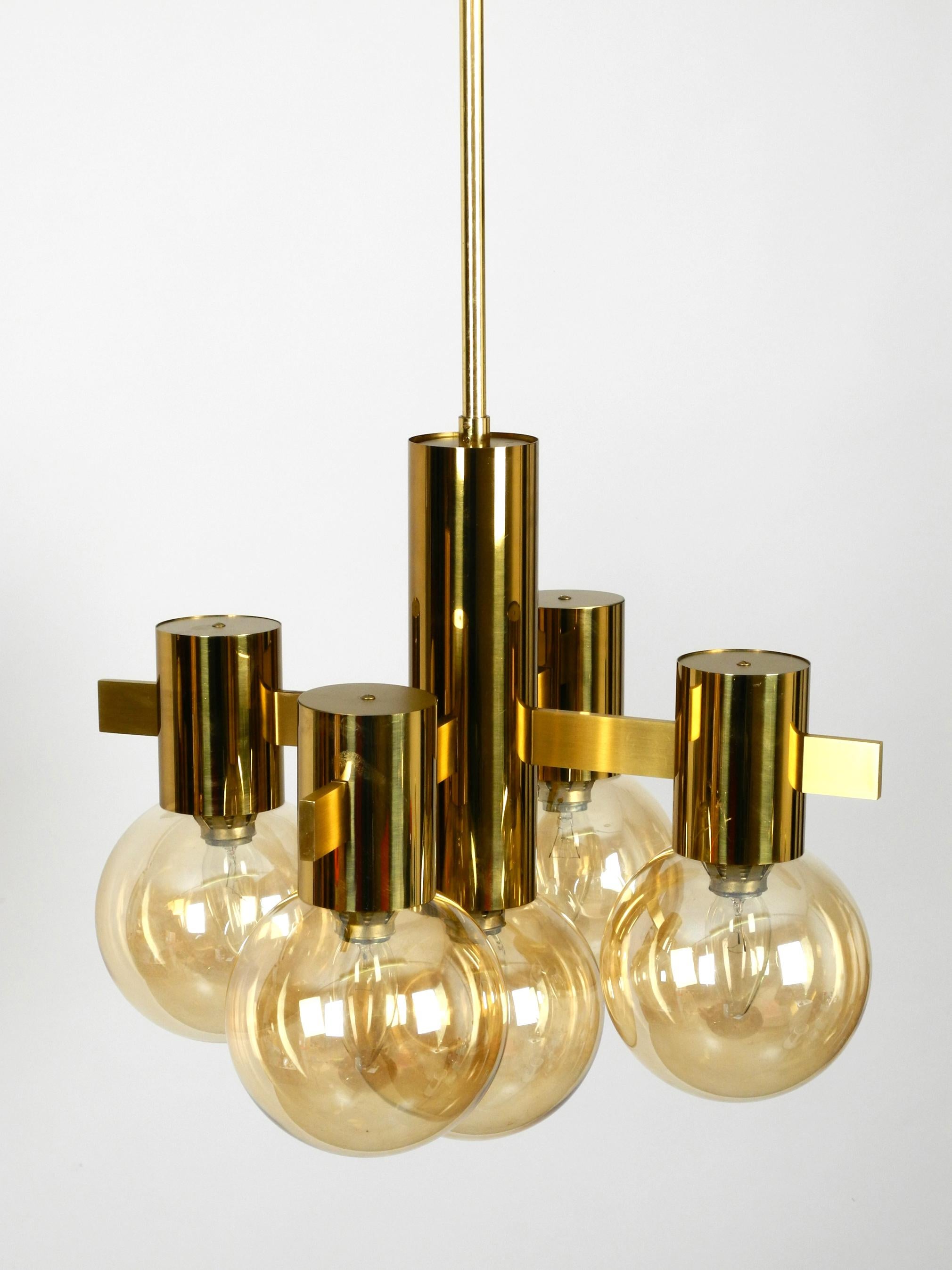 Beautiful 1960s Brass Ceiling Lamp by Hans Agne Jakobsson with 5 Glass Balls 7