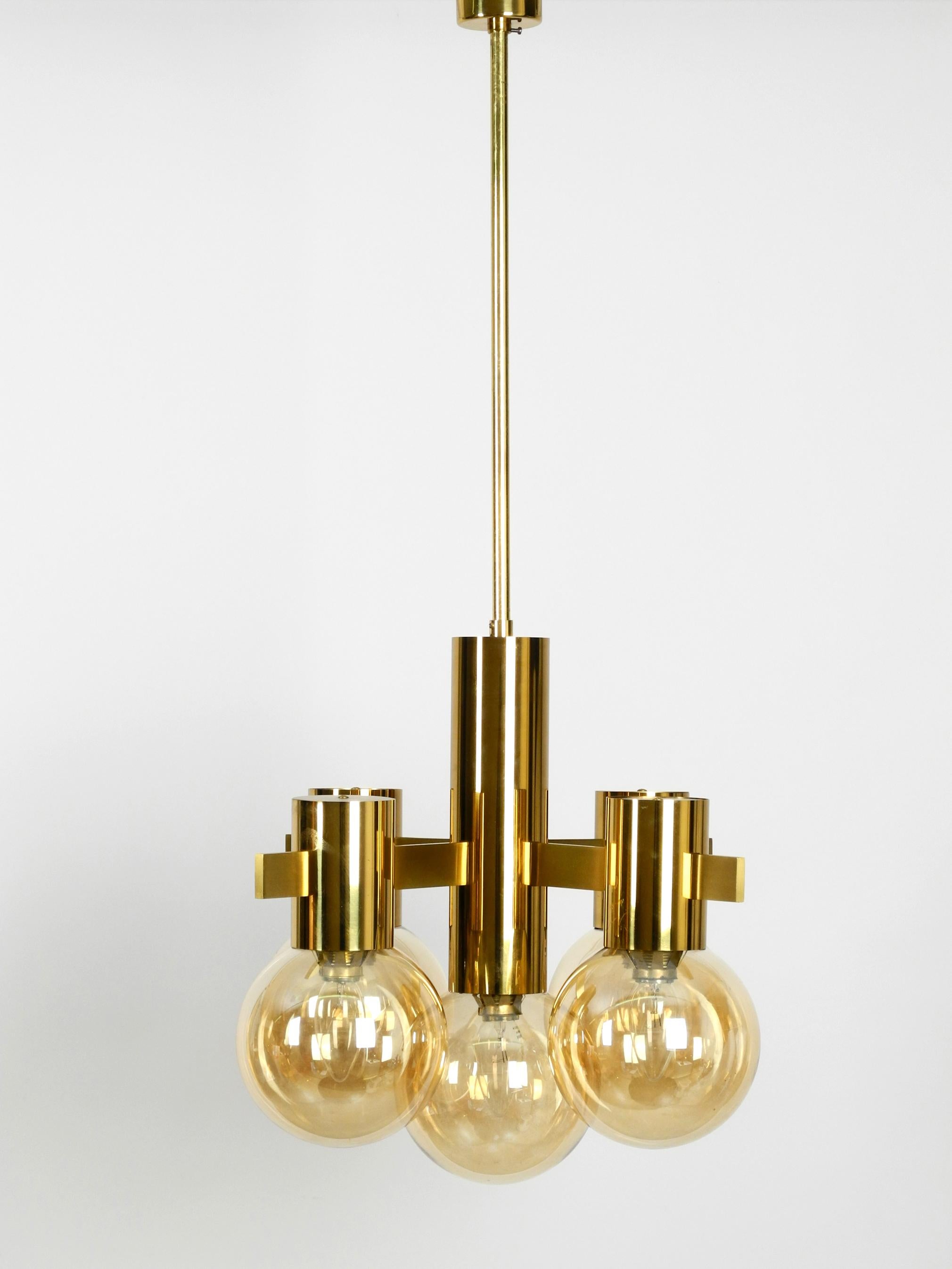 Beautiful 1960s Brass Ceiling Lamp by Hans Agne Jakobsson with 5 Glass Balls 8