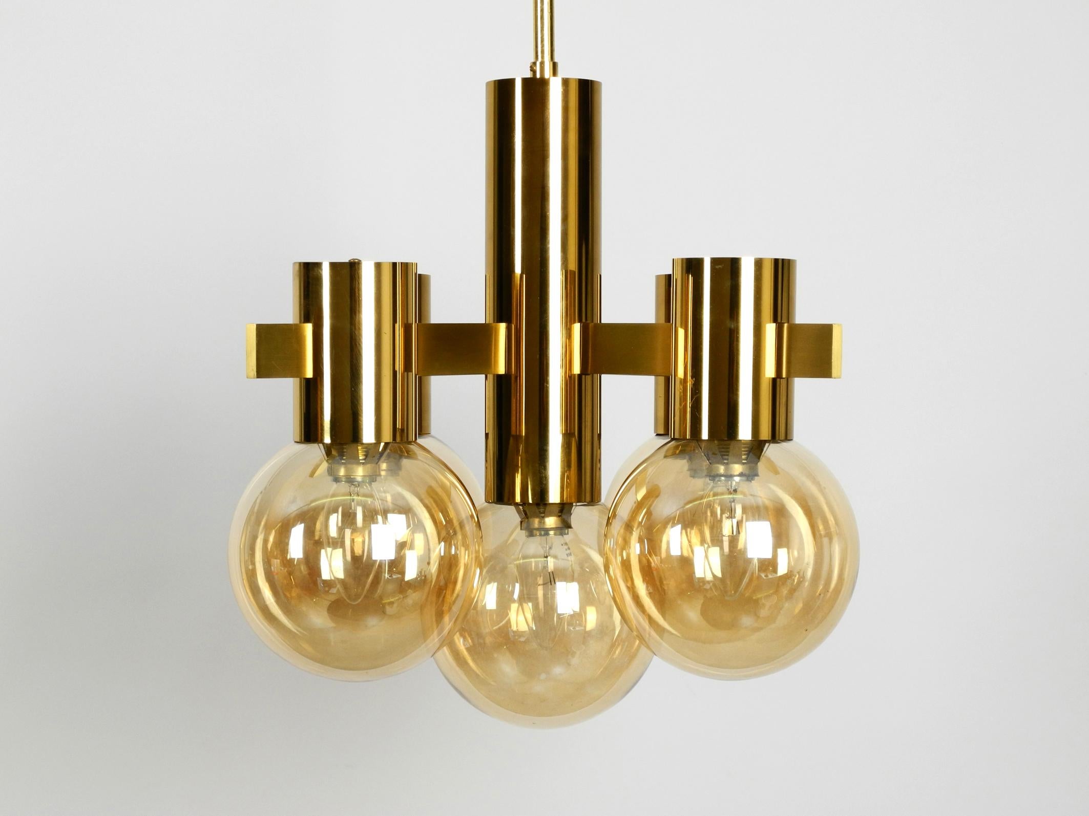 Space Age Beautiful 1960s Brass Ceiling Lamp by Hans Agne Jakobsson with 5 Glass Balls