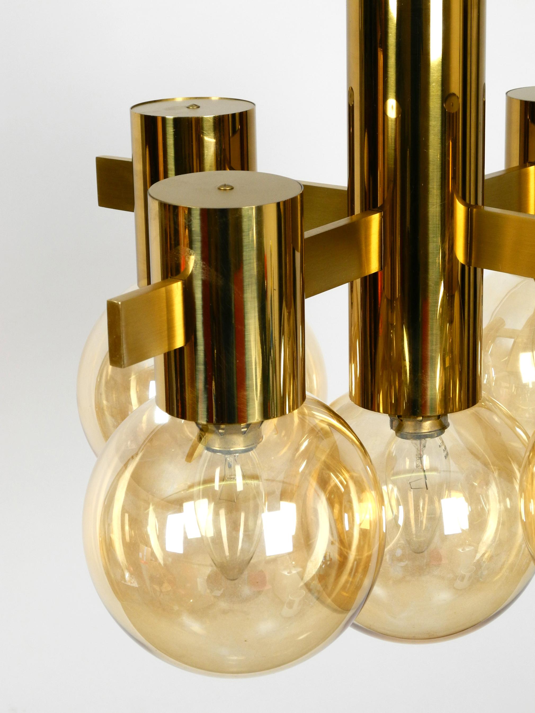Mid-20th Century Beautiful 1960s Brass Ceiling Lamp by Hans Agne Jakobsson with 5 Glass Balls